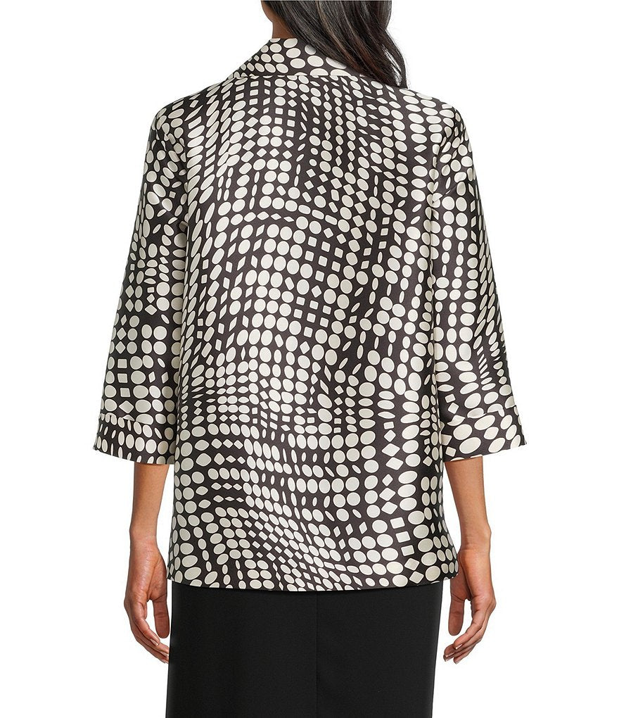 Abstract Geo Dot Printed Open-Front Jacket