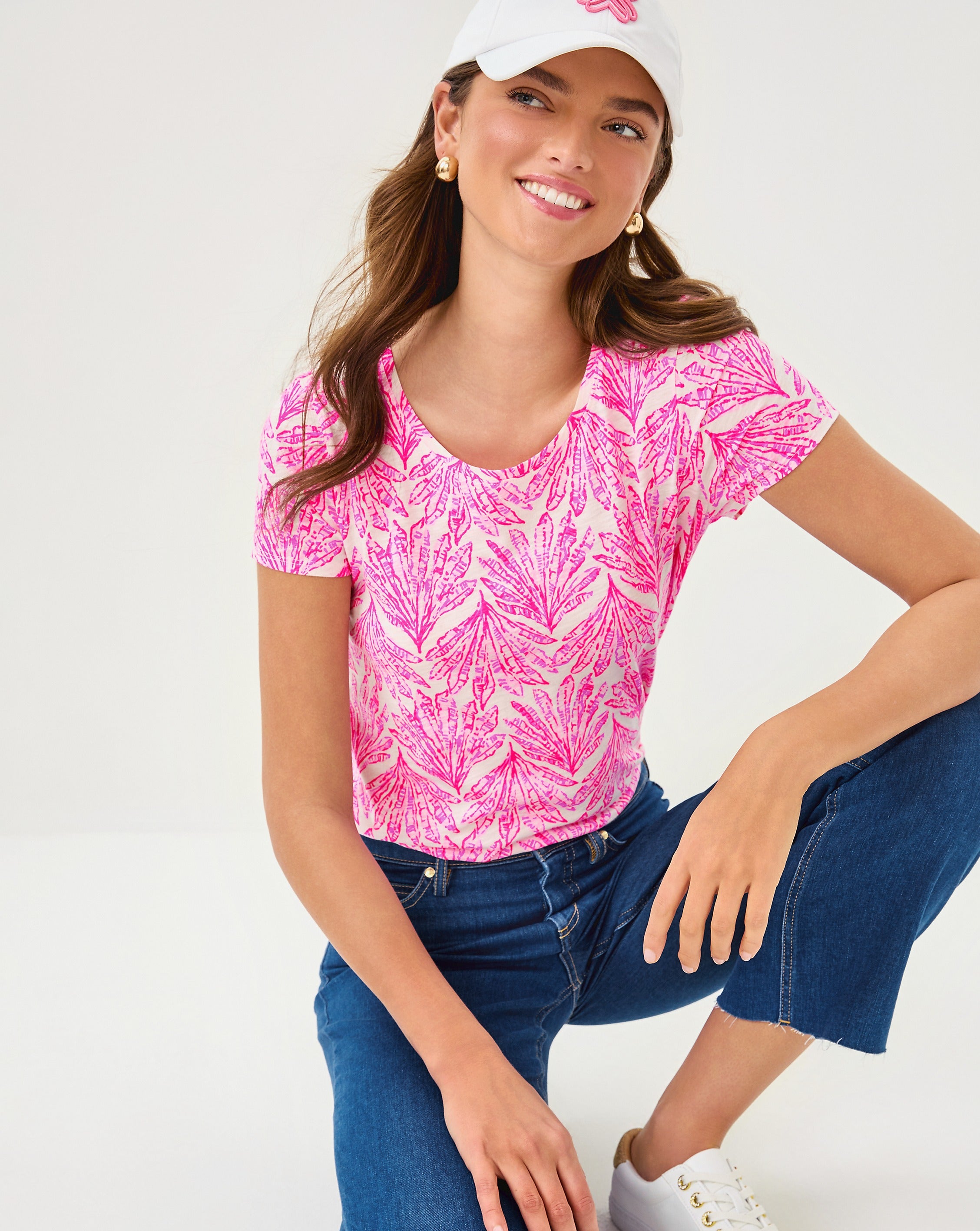 Lilly Pulitzer | Etta Scoop Neck Top - Pink Bliss Shady Babe
