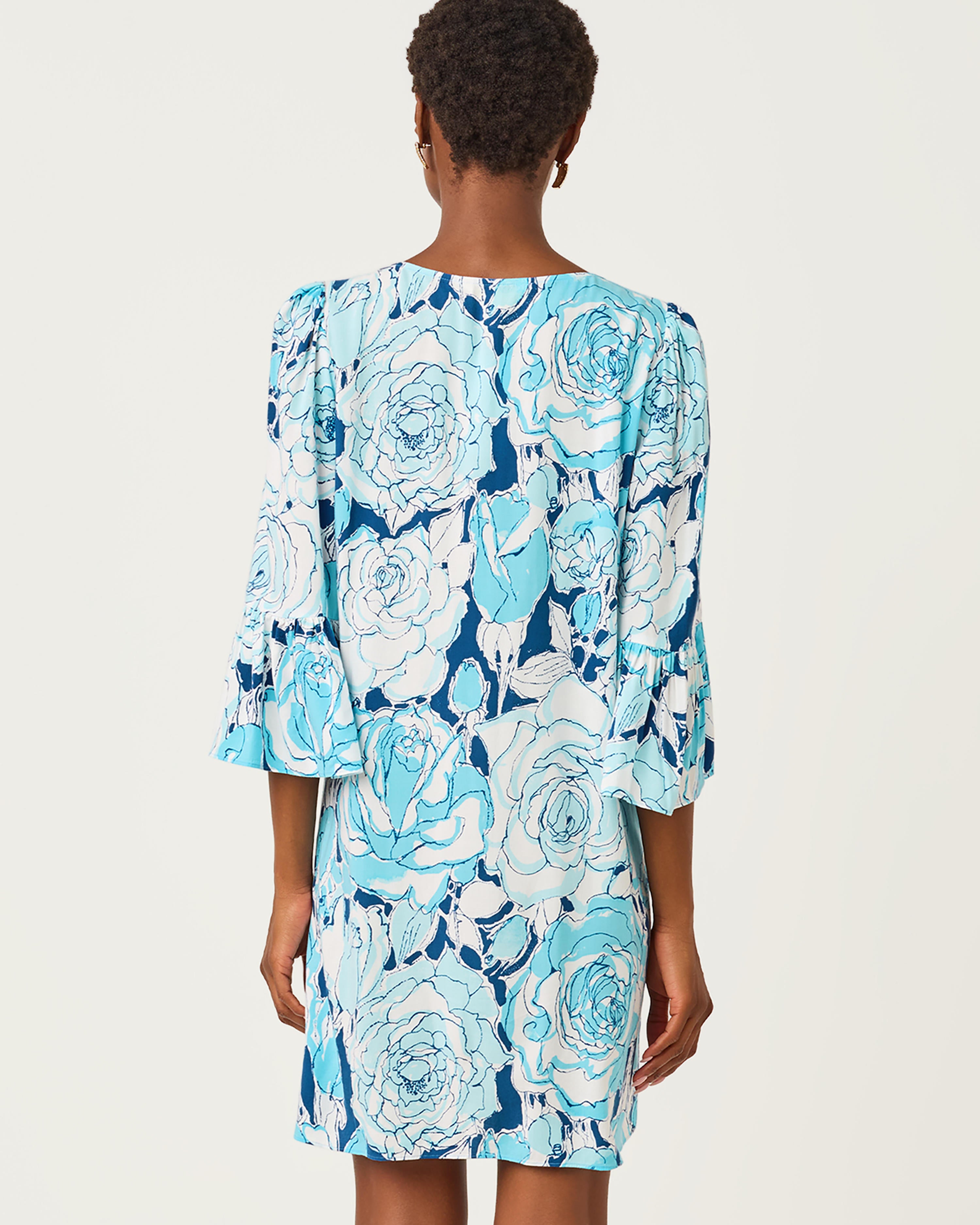 Danika 3/4 Sleeve Tunic Dress - Capri Blue Rosanna