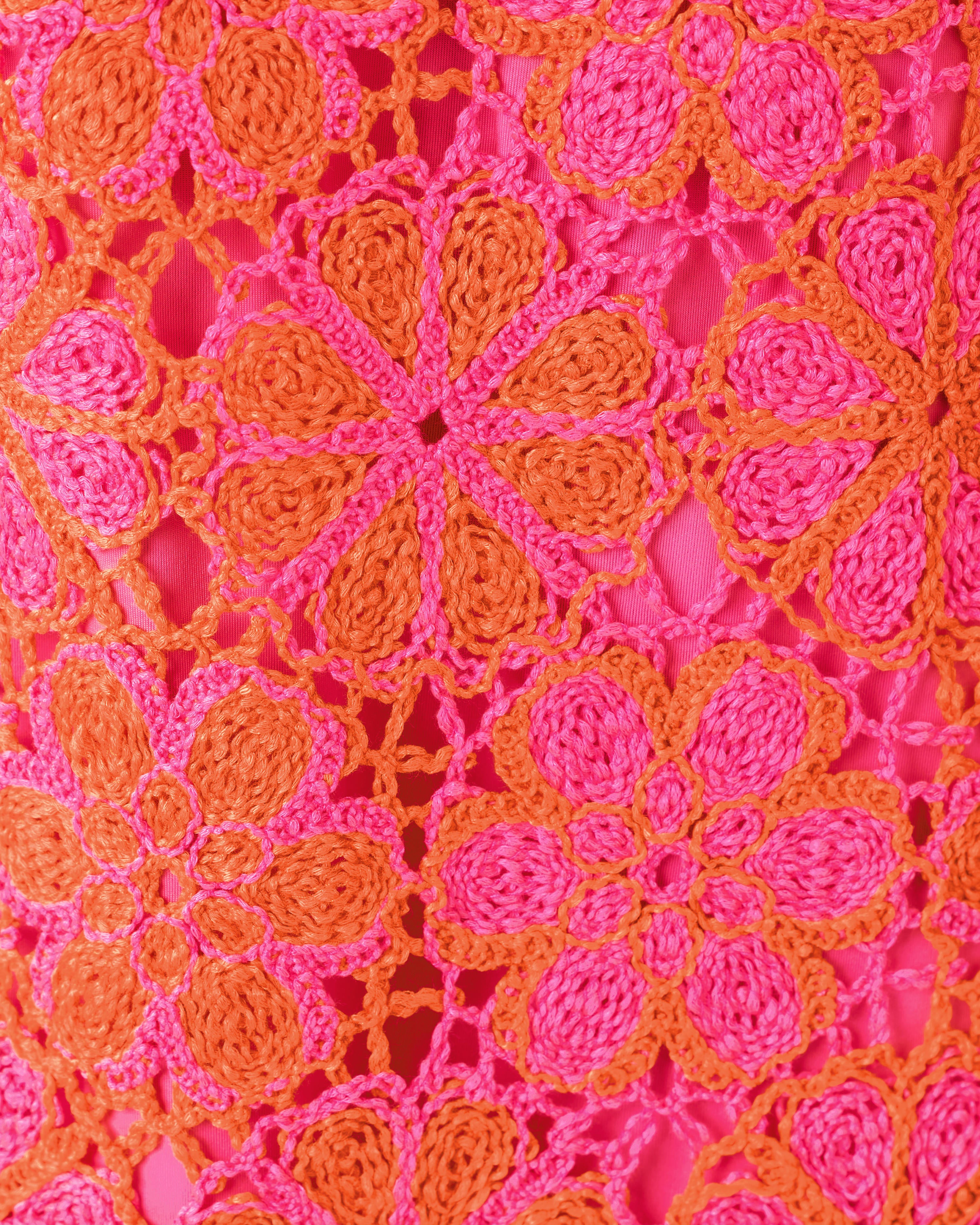 Cortney Crochet Shift Dress - Cherry Blossom Pink X Sunset Orange Full Bloom