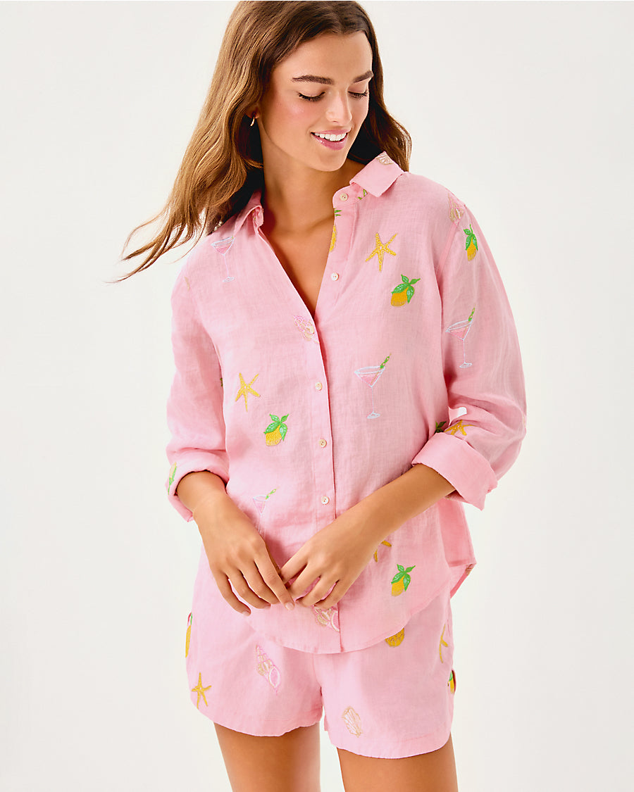 Lilly Pulitzer | Sea View Button Down Top - Conch Shell Pink