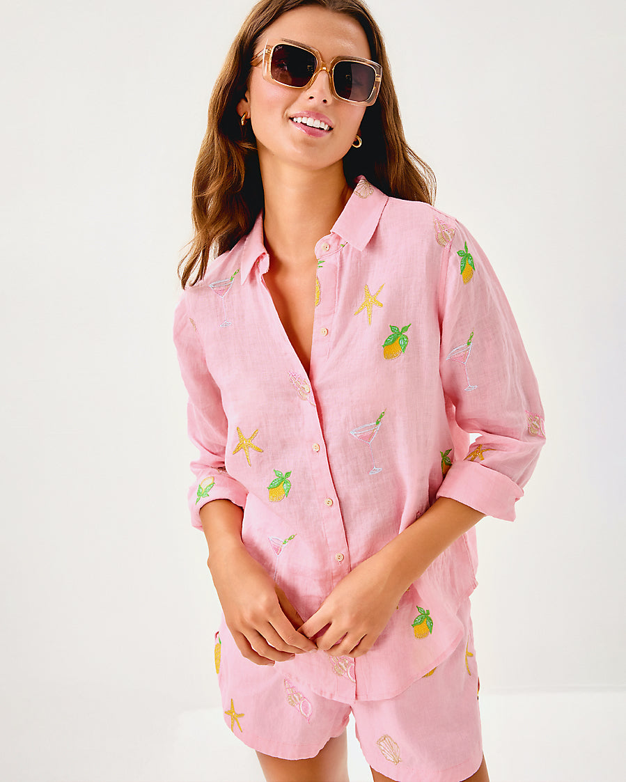 Lilly Pulitzer | Sea View Button Down Top - Conch Shell Pink