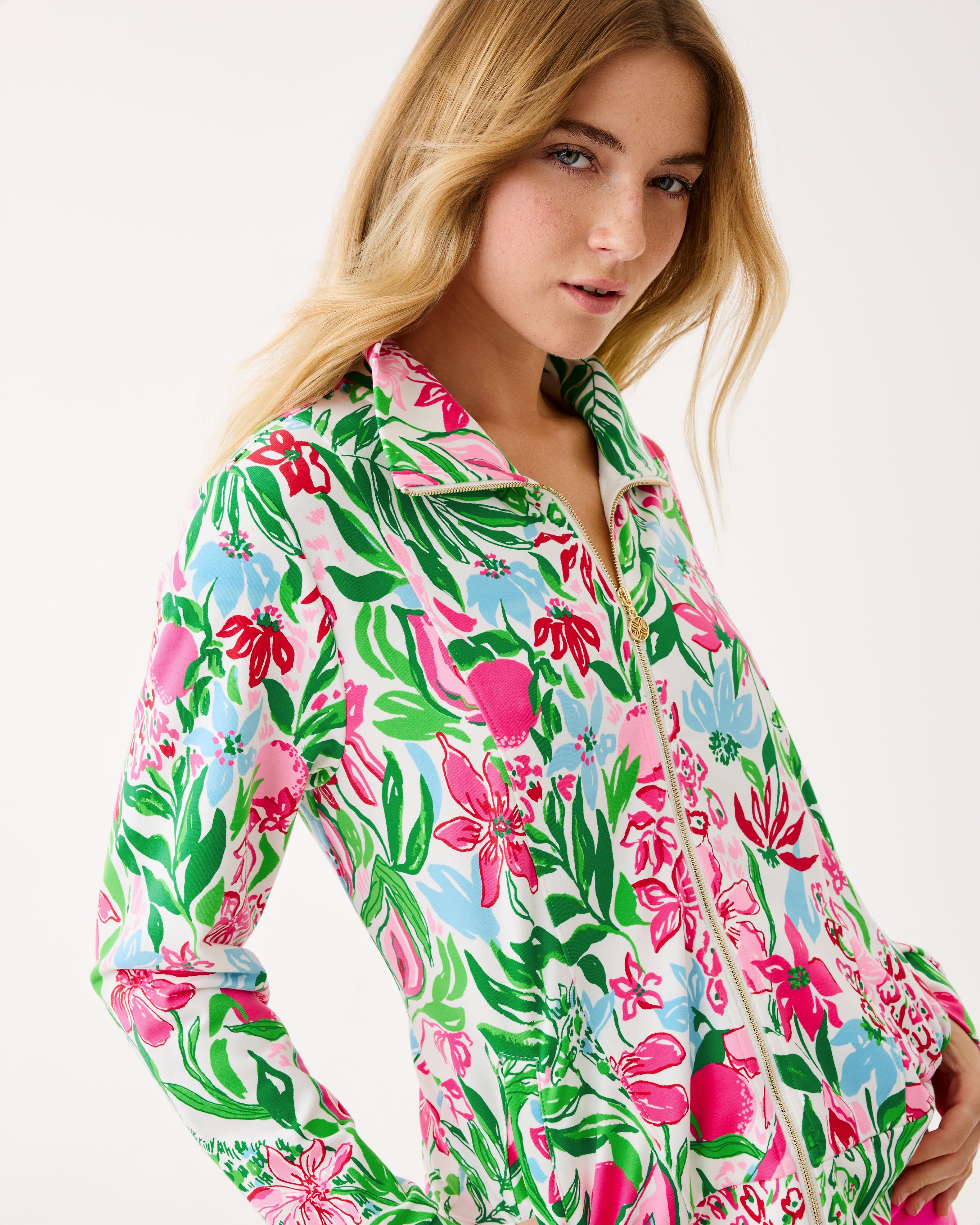 Lilly Pulitzer | UPF 50+ Eleni Zip-Up - Multi Glowing Gardens
