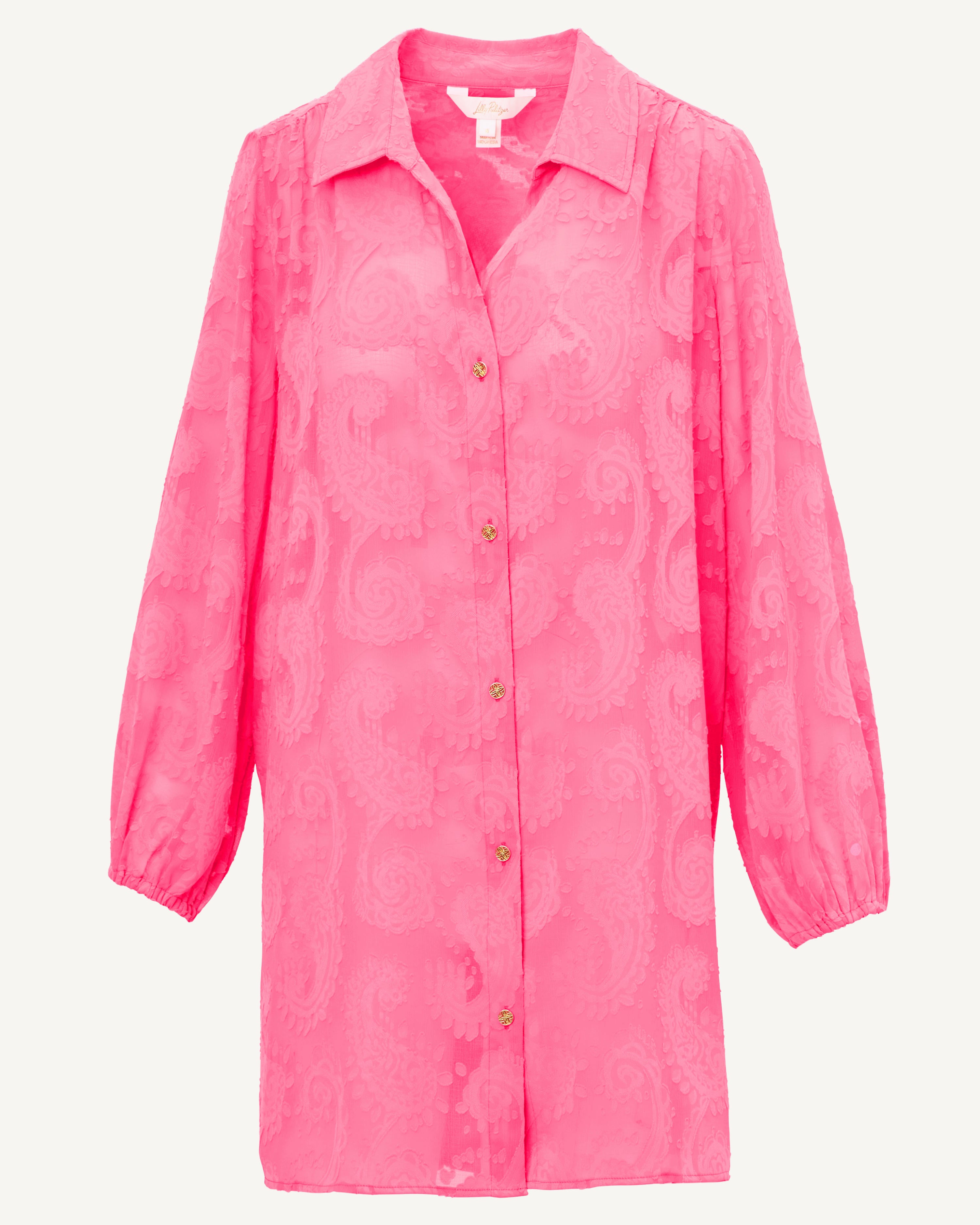 Sadira Long Sleeve Cover Up - Cherry Blossom Pink Tangerine Dream