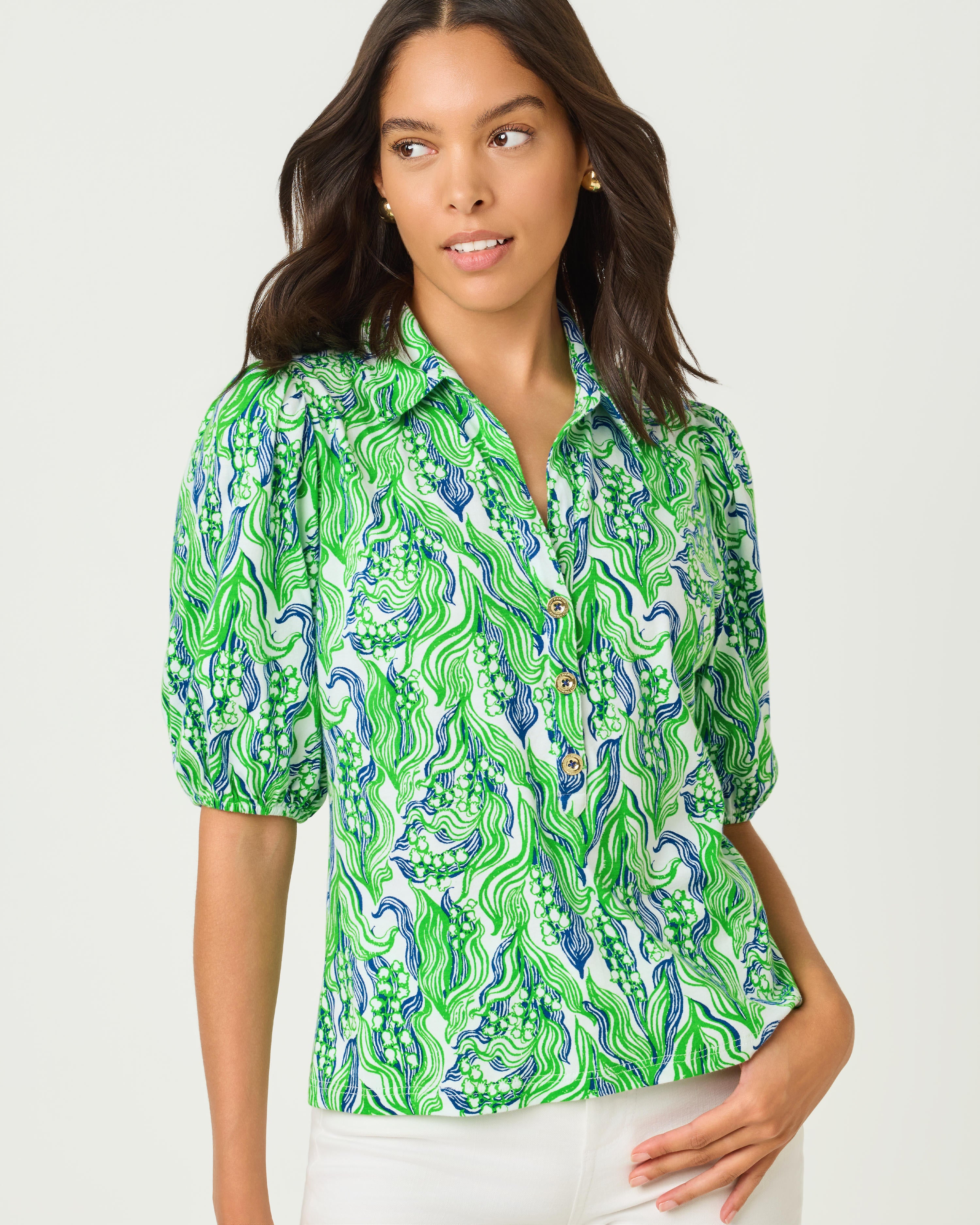 Lilly Pulitzer | Bingley Knit Top - Putting Green Lilly Of The Valley