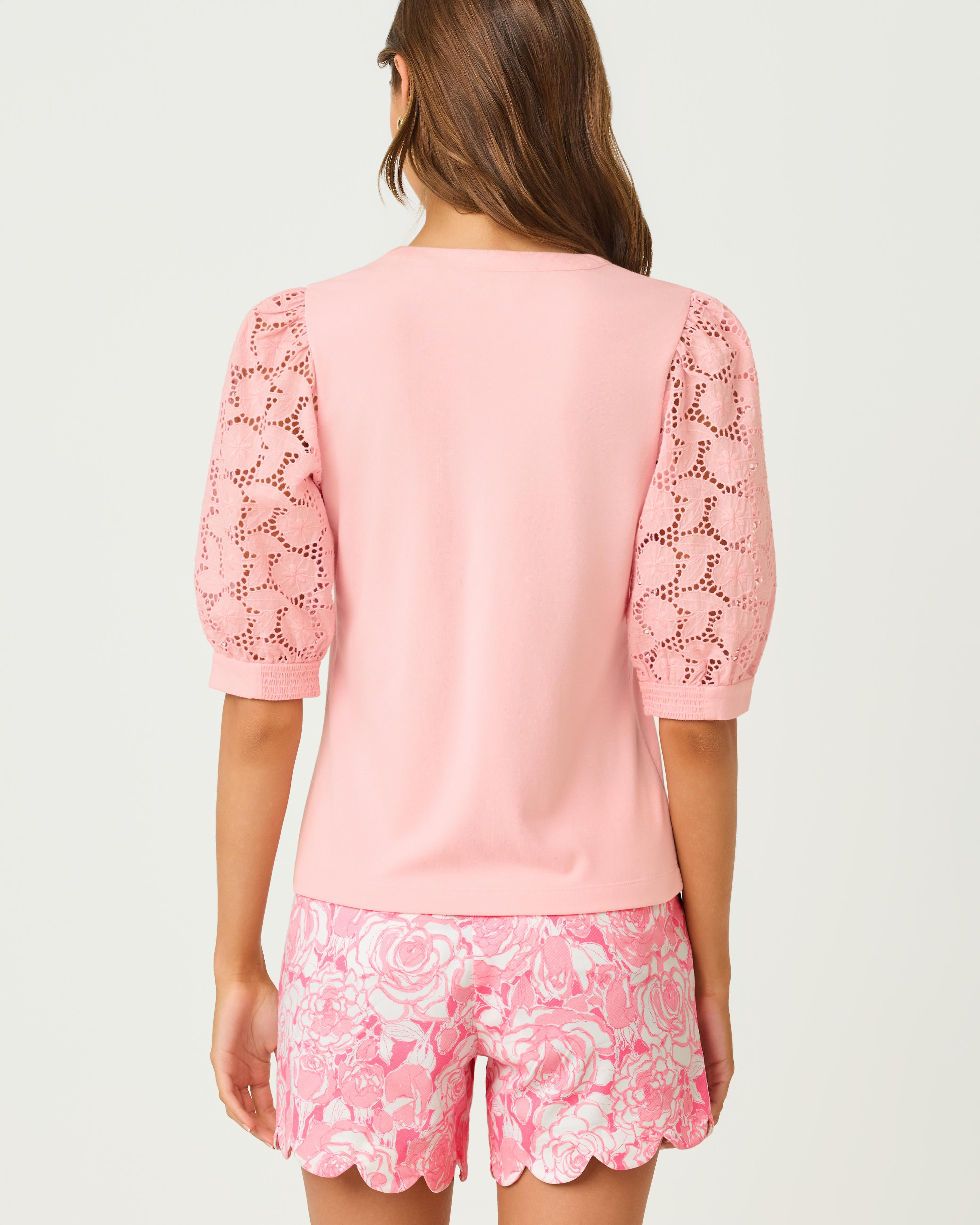 Ronson Eyelet Knit Top - Pink Muse
