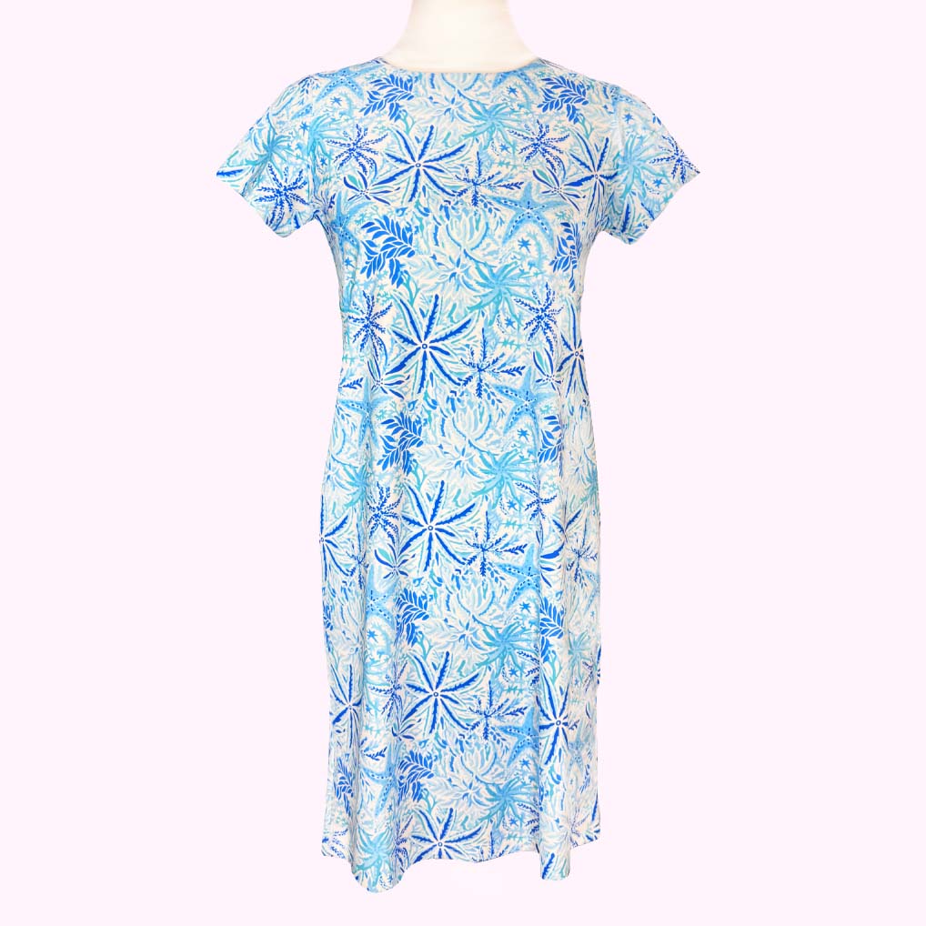 Hyannis Tee Shirt Dress in Starfish Blues