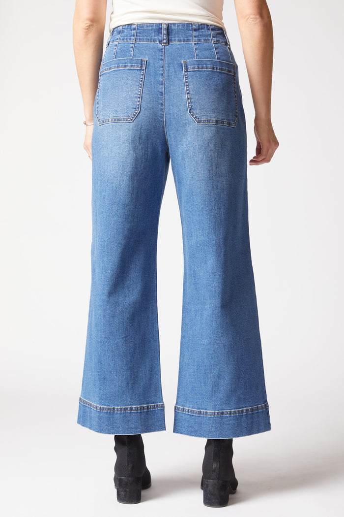 Stretch Denim Wide Leg Ankle Jean