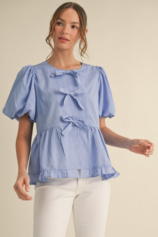 Cloister Collection | Stripe Top with Bows