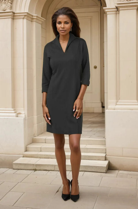 Monaco 3/4 Sleeve Dress 8 / Blk Monaco 3/4 Sleeve Dress 8 / Blk