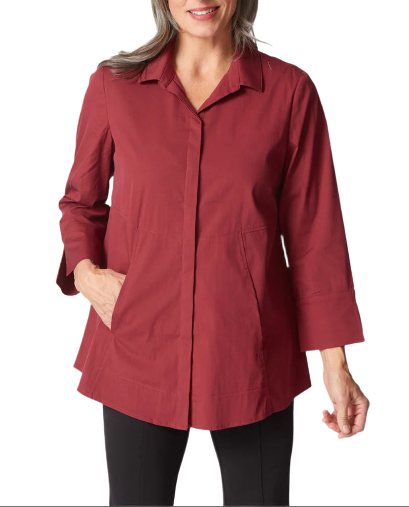 Habitat | Perfect Travel Solid Hidden Placket Shirt - Wine