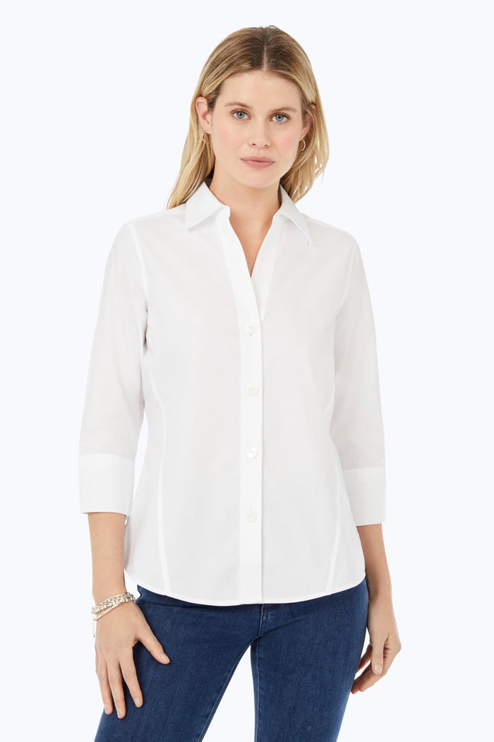 Foxcroft | Paityn No Iron Pinpoint 3/4 Sleeve Shirt