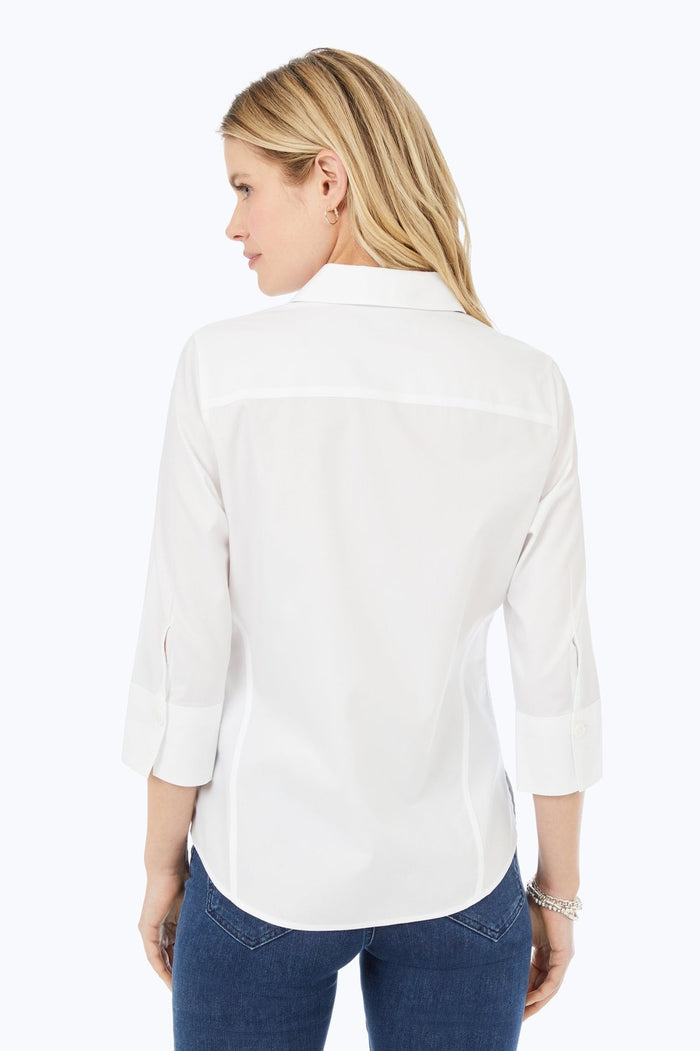 Foxcroft | Paityn No Iron Pinpoint 3/4 Sleeve Shirt