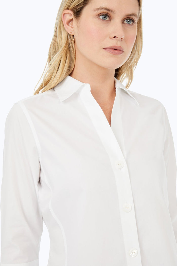Foxcroft | Paityn No Iron Pinpoint 3/4 Sleeve Shirt