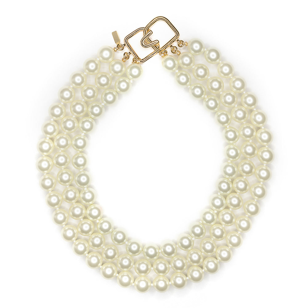 Kenneth Jay Lane| Triple Strand Pearl Necklace - Pearl White