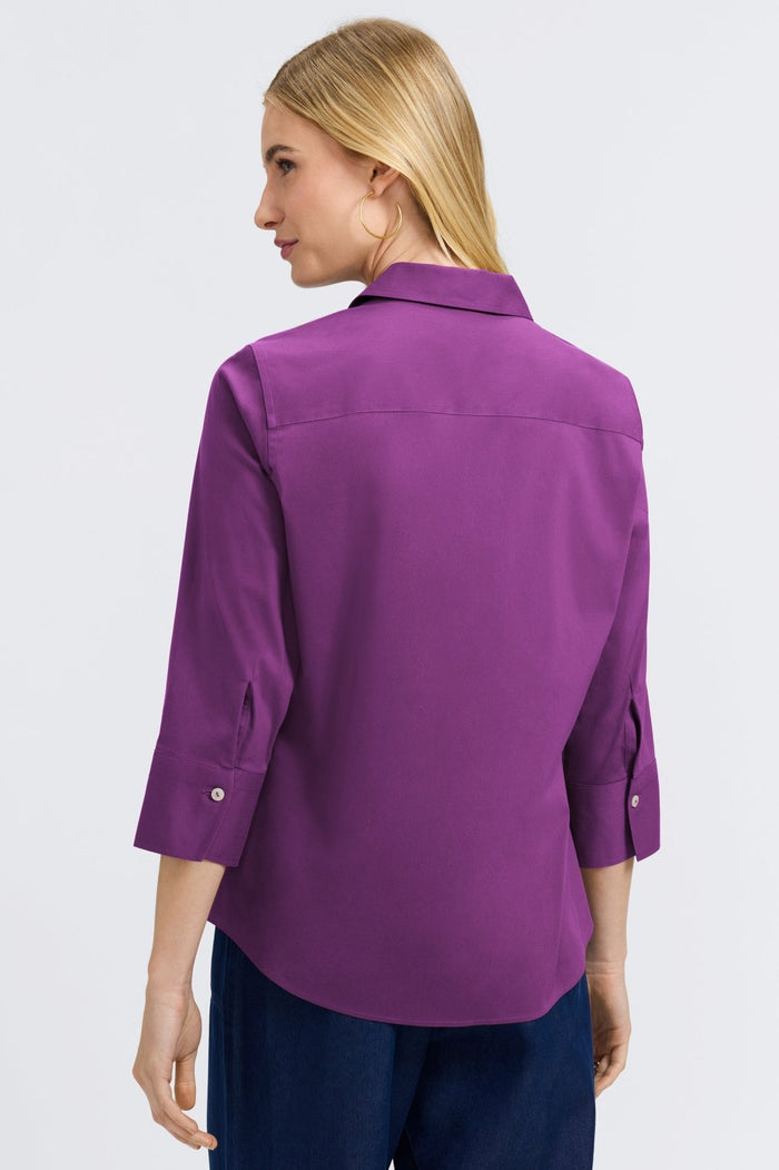Foxcroft | Mary No Iron Stretch 3/4 Sleeve Shirt - Fig