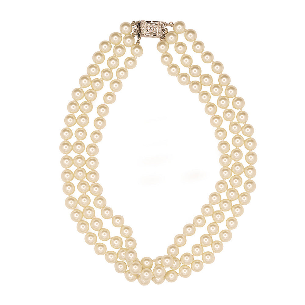 Kenneth Jay Lane | 3 Strand Pearl Necklace - Pearl