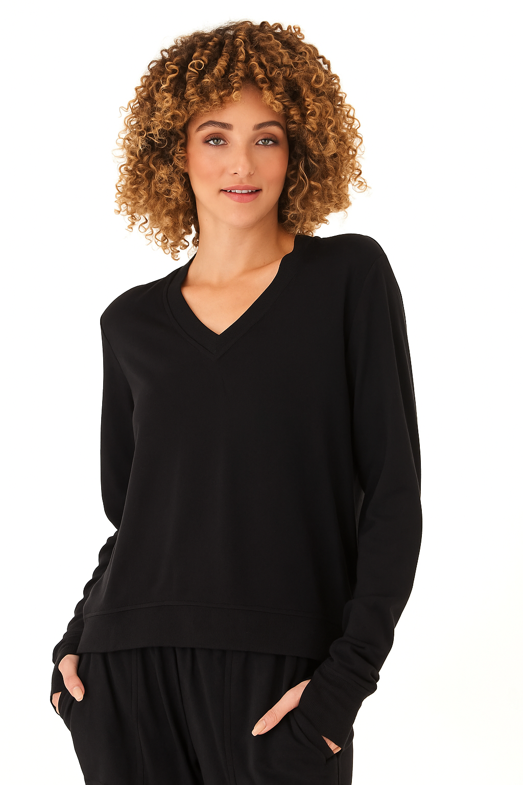 Threads 4 | Edwina Feather Fleece V-Neck Sweatshirt