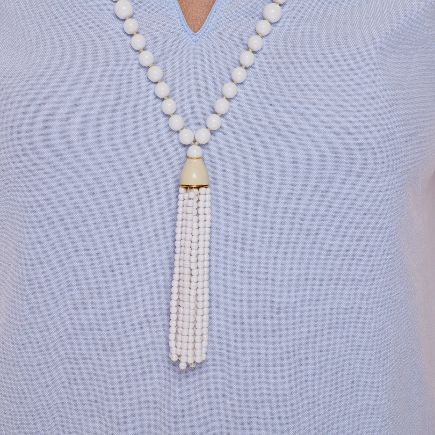 Kenneth Jay Lane | Tassel Necklace - White