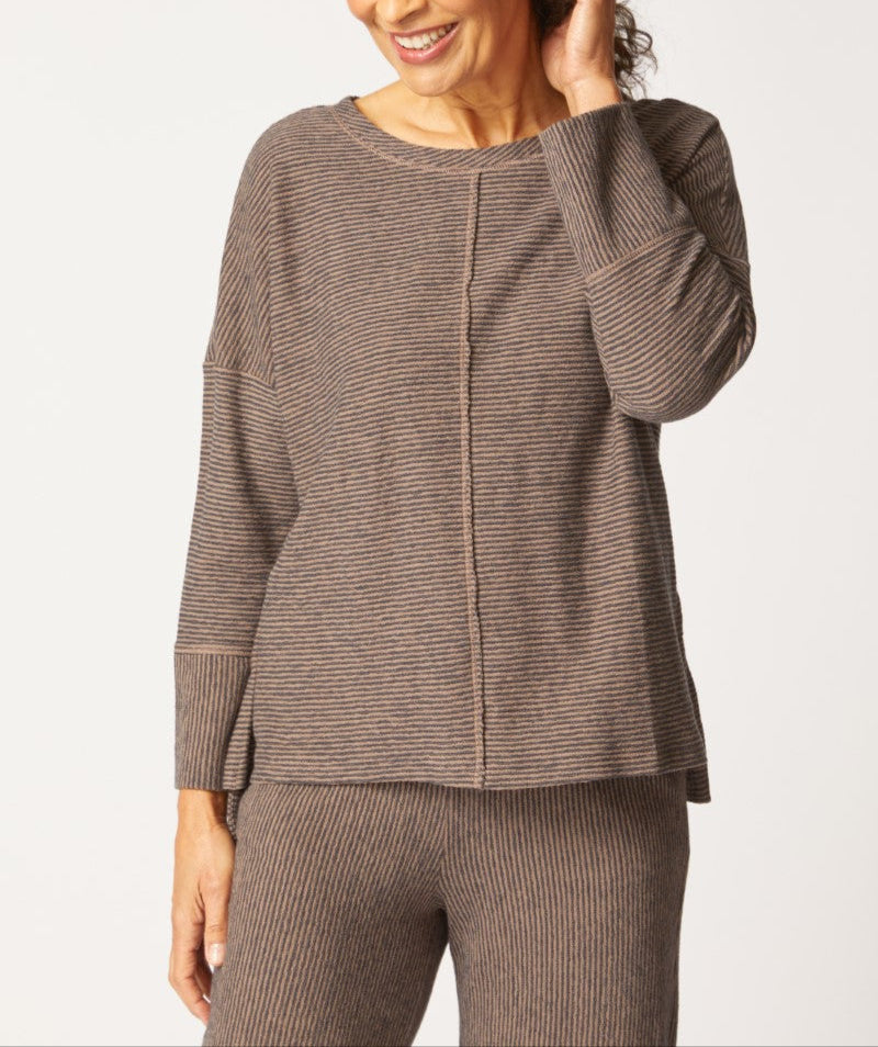 Habitat | Pasadena Stripe Canyon Pullover - Truffle