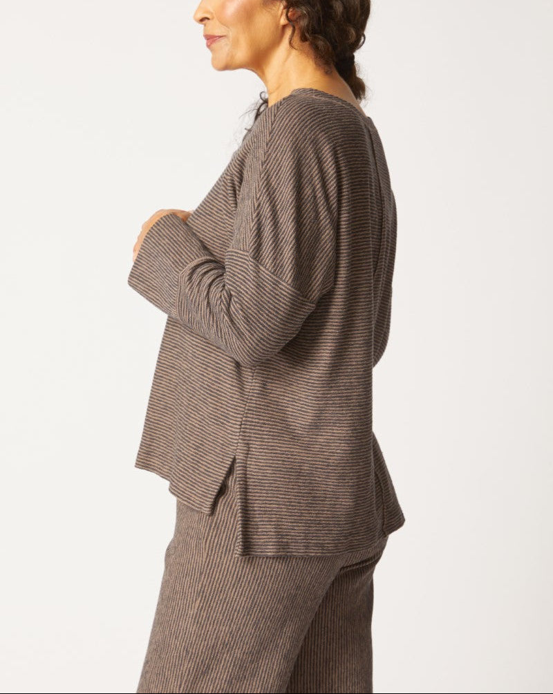 Habitat | Pasadena Stripe Canyon Pullover - Truffle