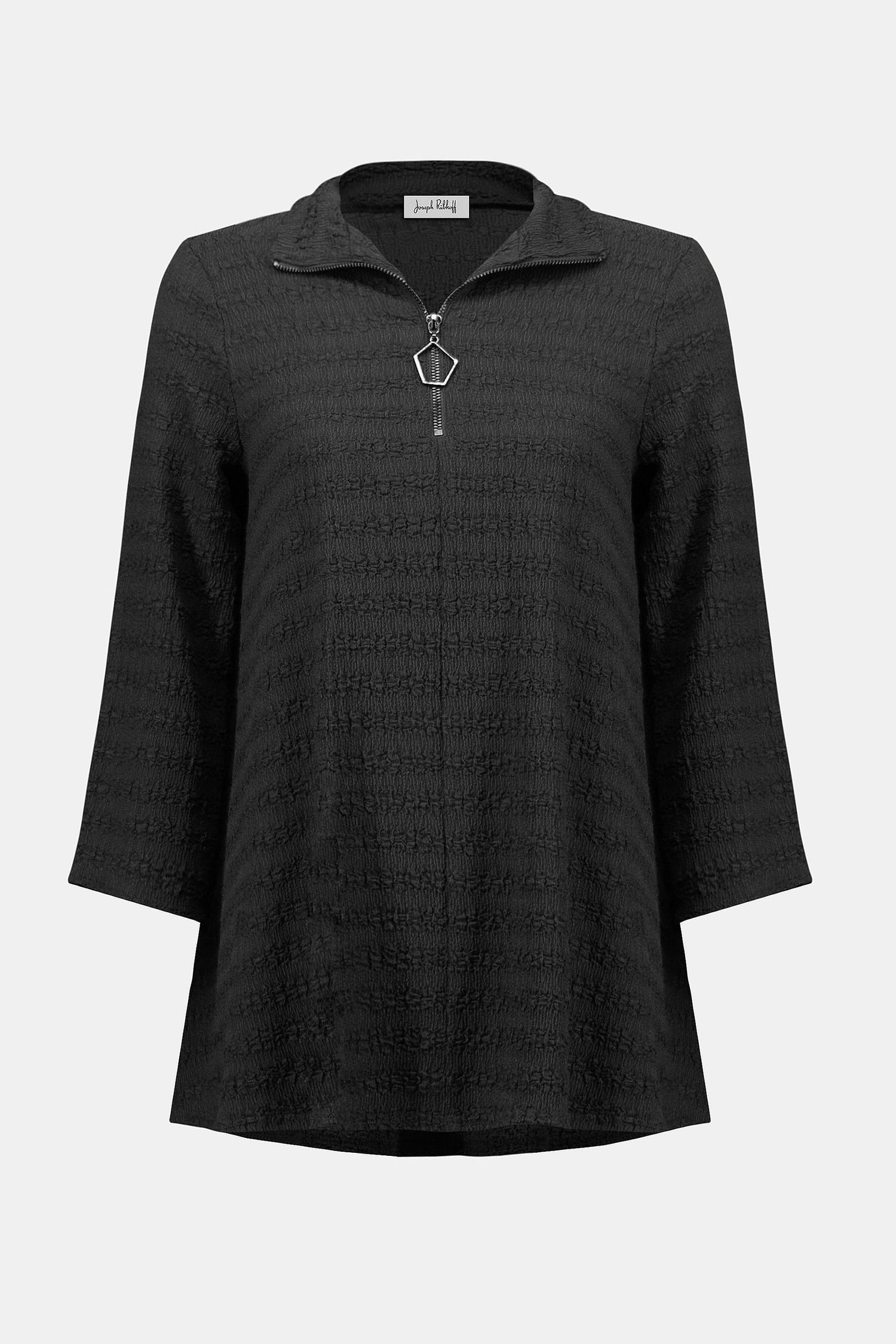 Joseph Ribkoff | Textured Knit A-line Tunic Top - Black