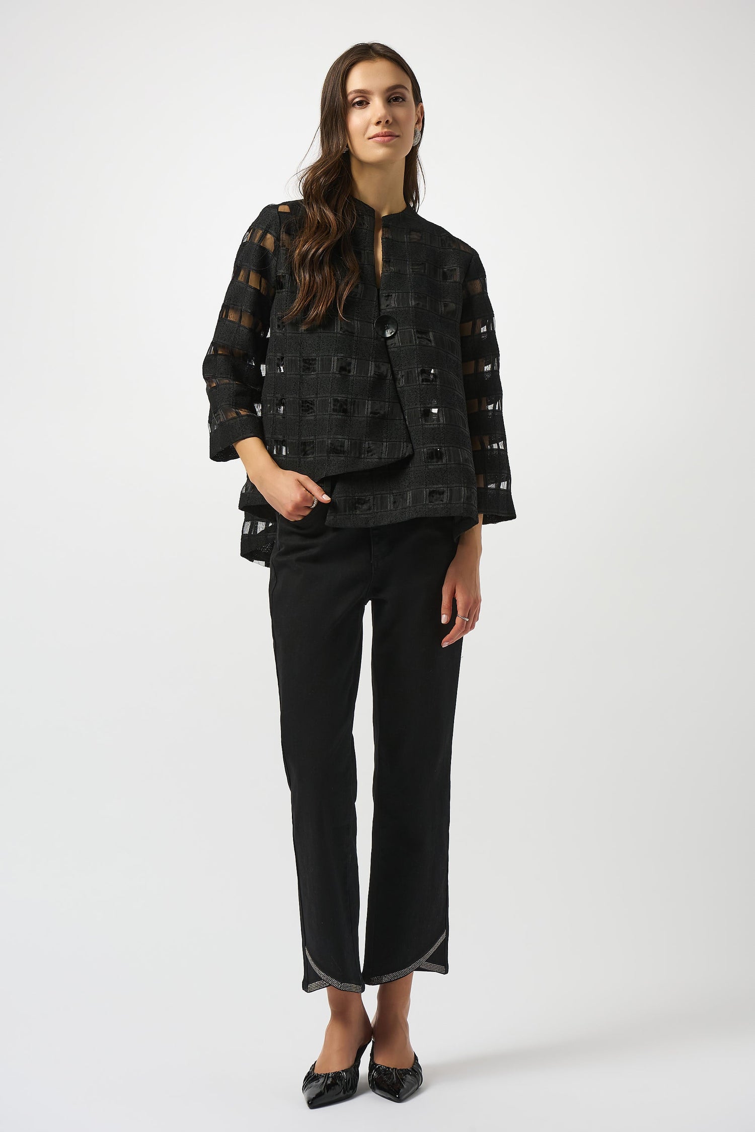 Joseph Ribkoff | Checkered Print Swing Jacket