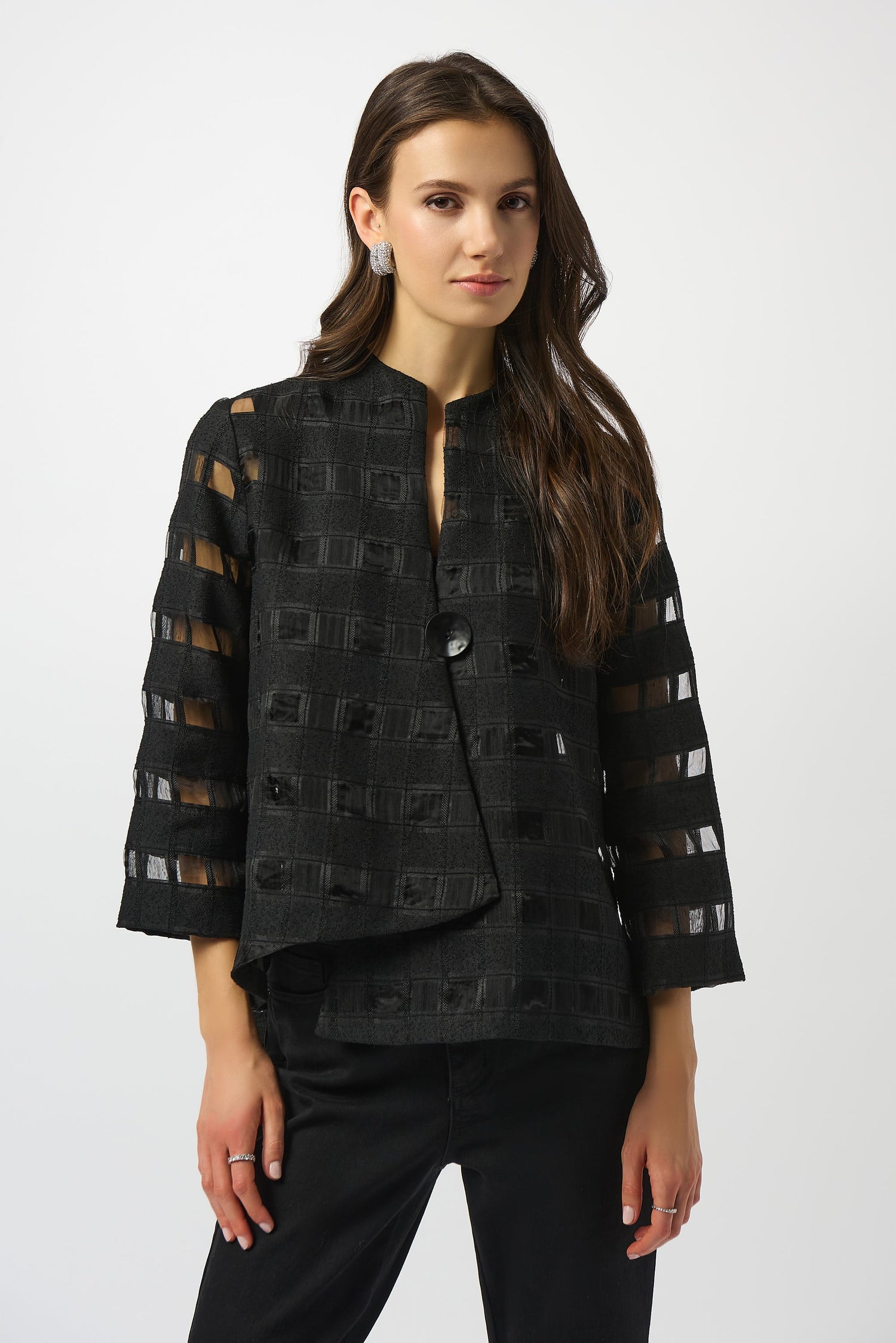 Joseph Ribkoff | Checkered Print Swing Jacket