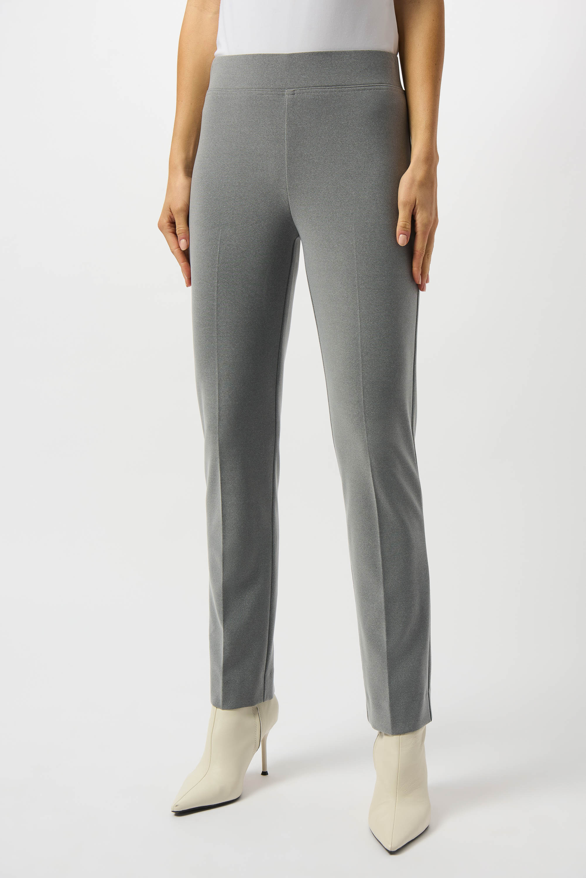 Silky Knit Straight Leg Pant - Gray Melange