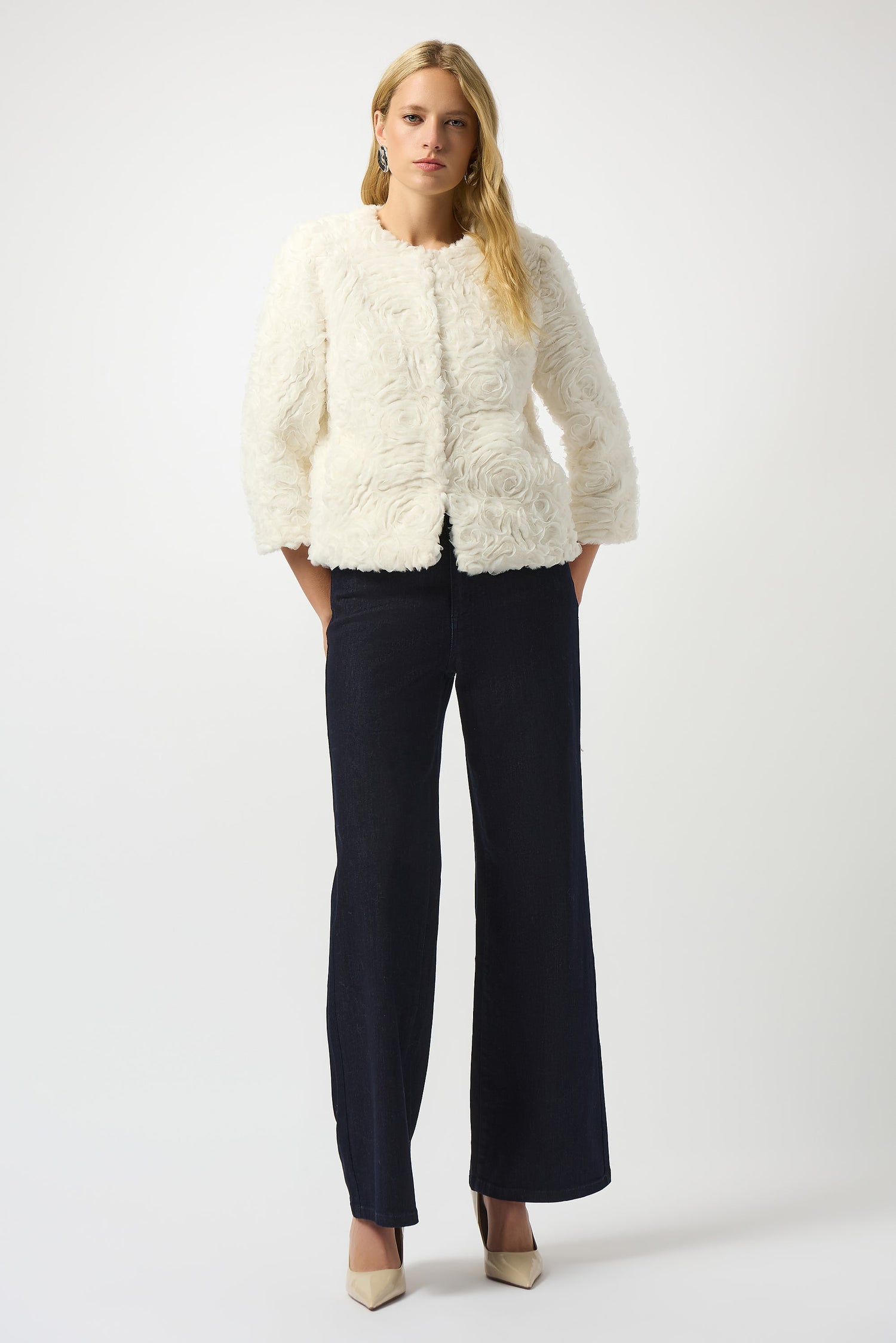 Joseph Ribkoff | Embroidered Faux Fur Jacket
