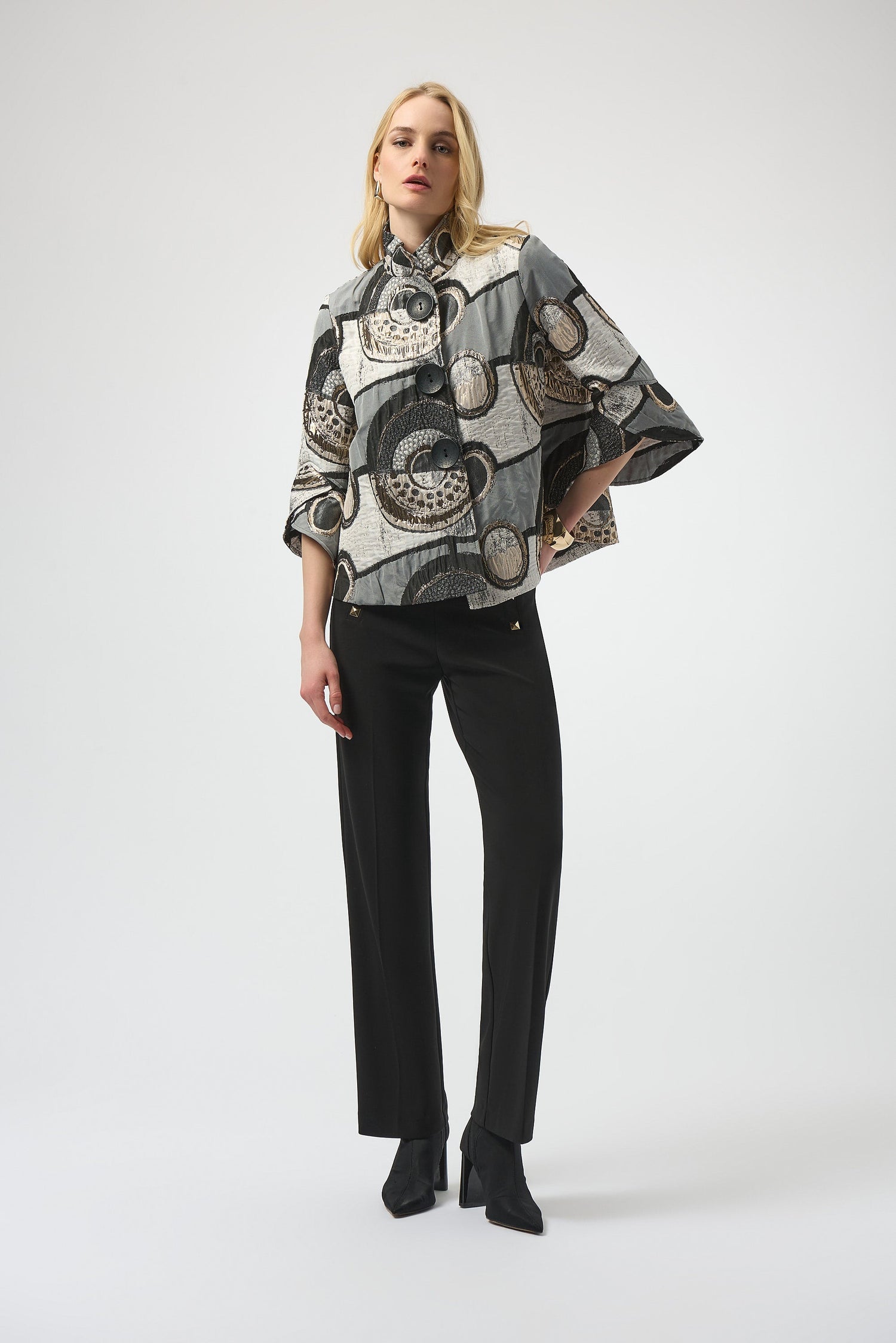 Joseph Ribkoff | Jacquard Trapeze Jacket - Black/Multi