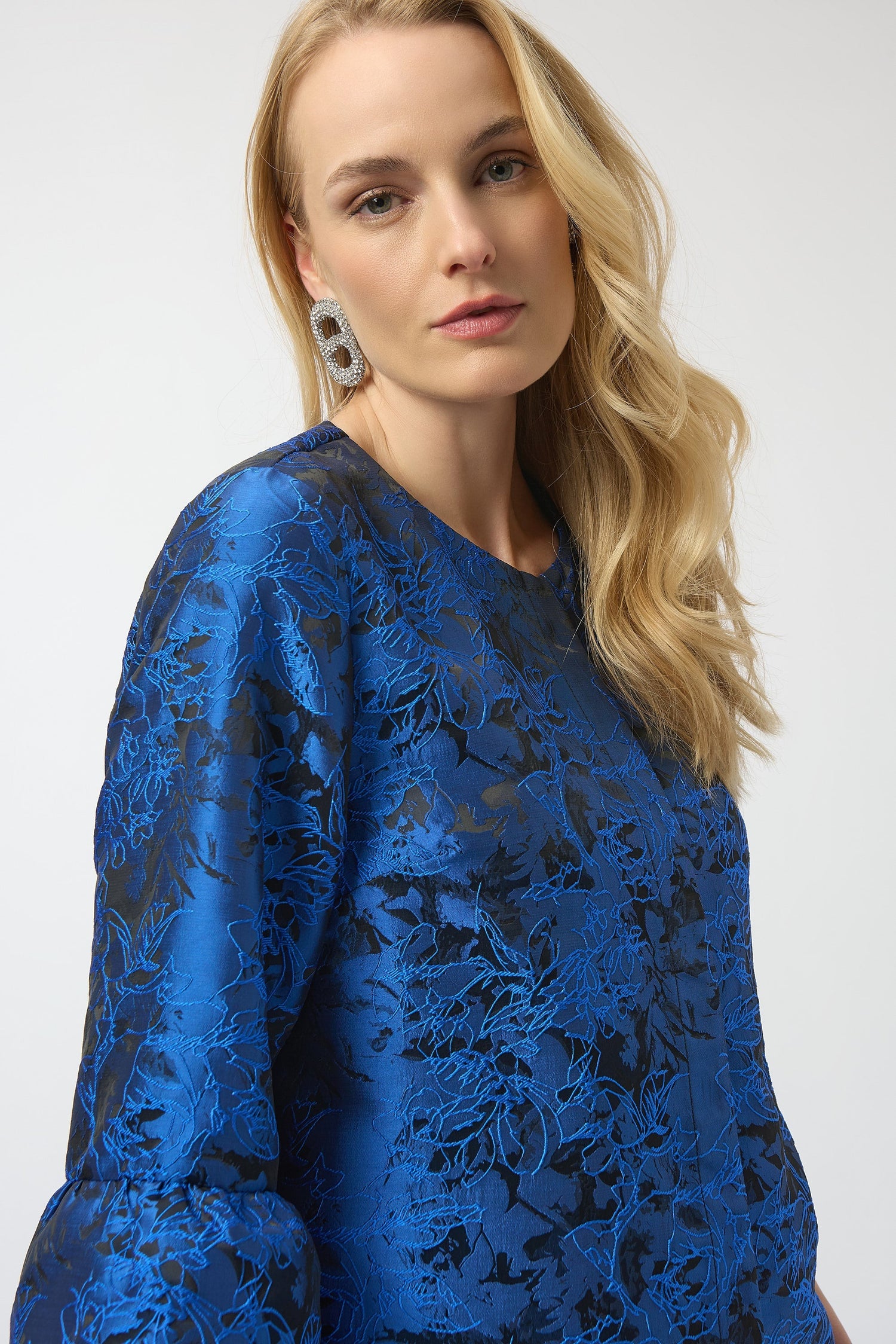 Joseph Ribkoff | Jacquard Trapeze Jacket - Black/Blue