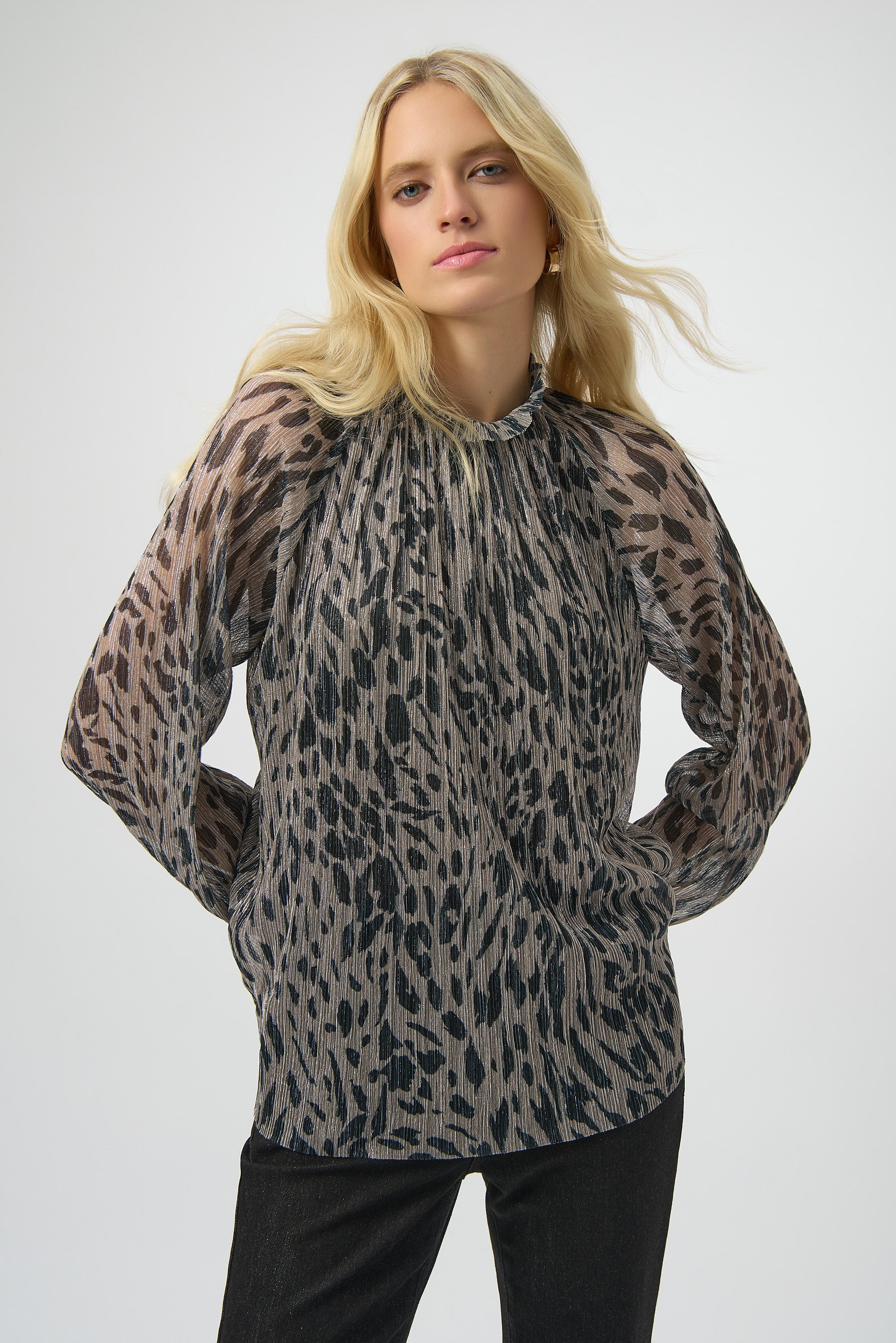 Animal Print Pullover With Jewel Embellishment