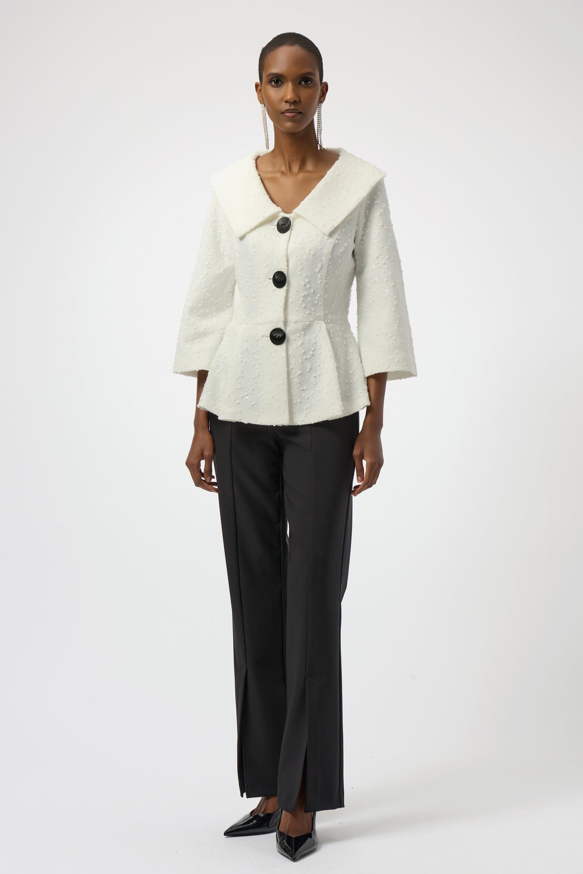 Joseph Ribkoff | Boucle Peplum Jacket - Winter White