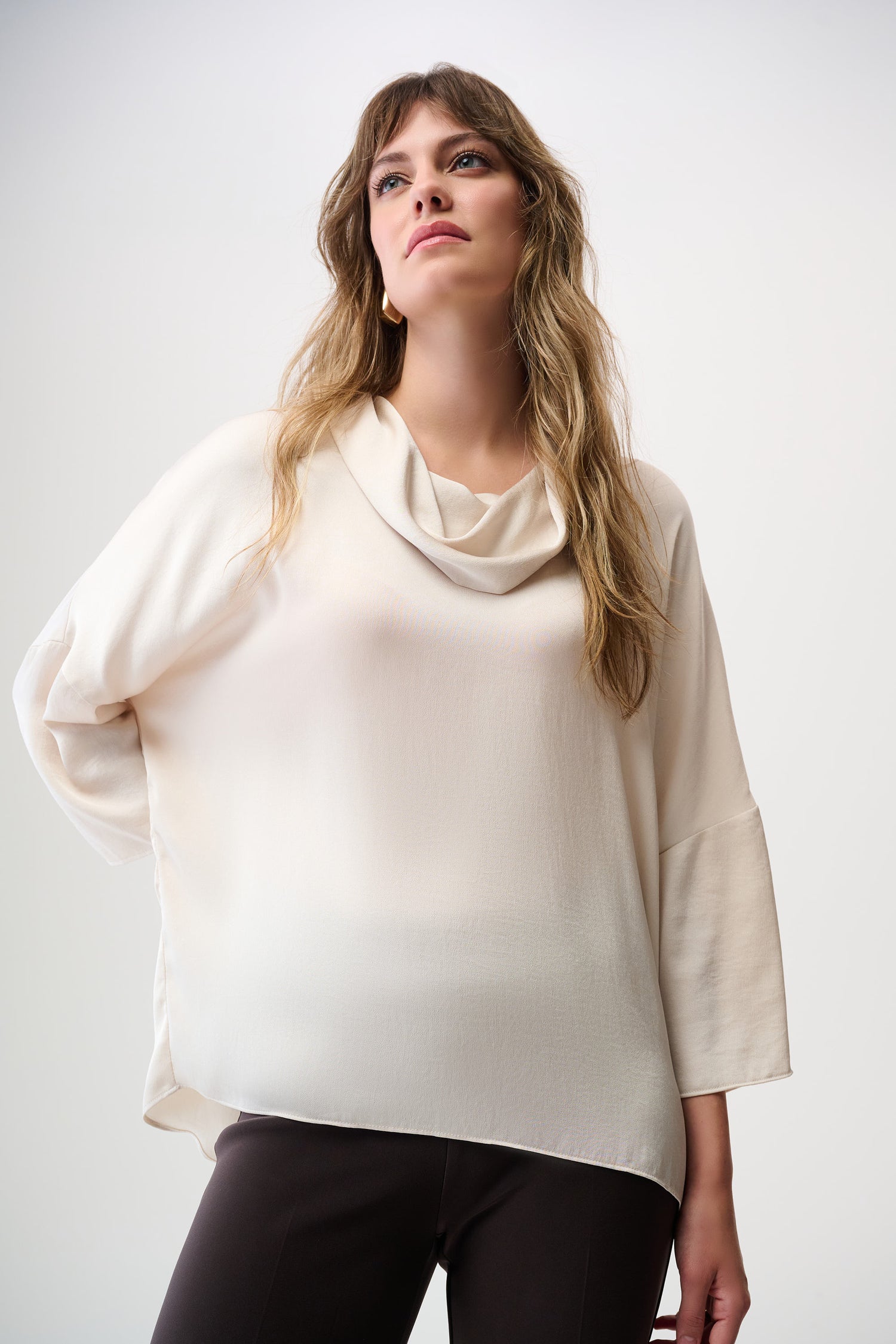 Joseph Ribkoff | Satin Boxy Tunic with Cowl Collar