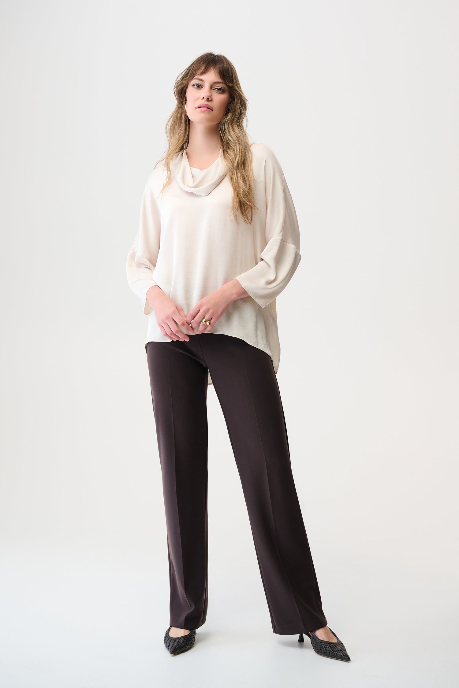 Joseph Ribkoff | Satin Boxy Tunic with Cowl Collar