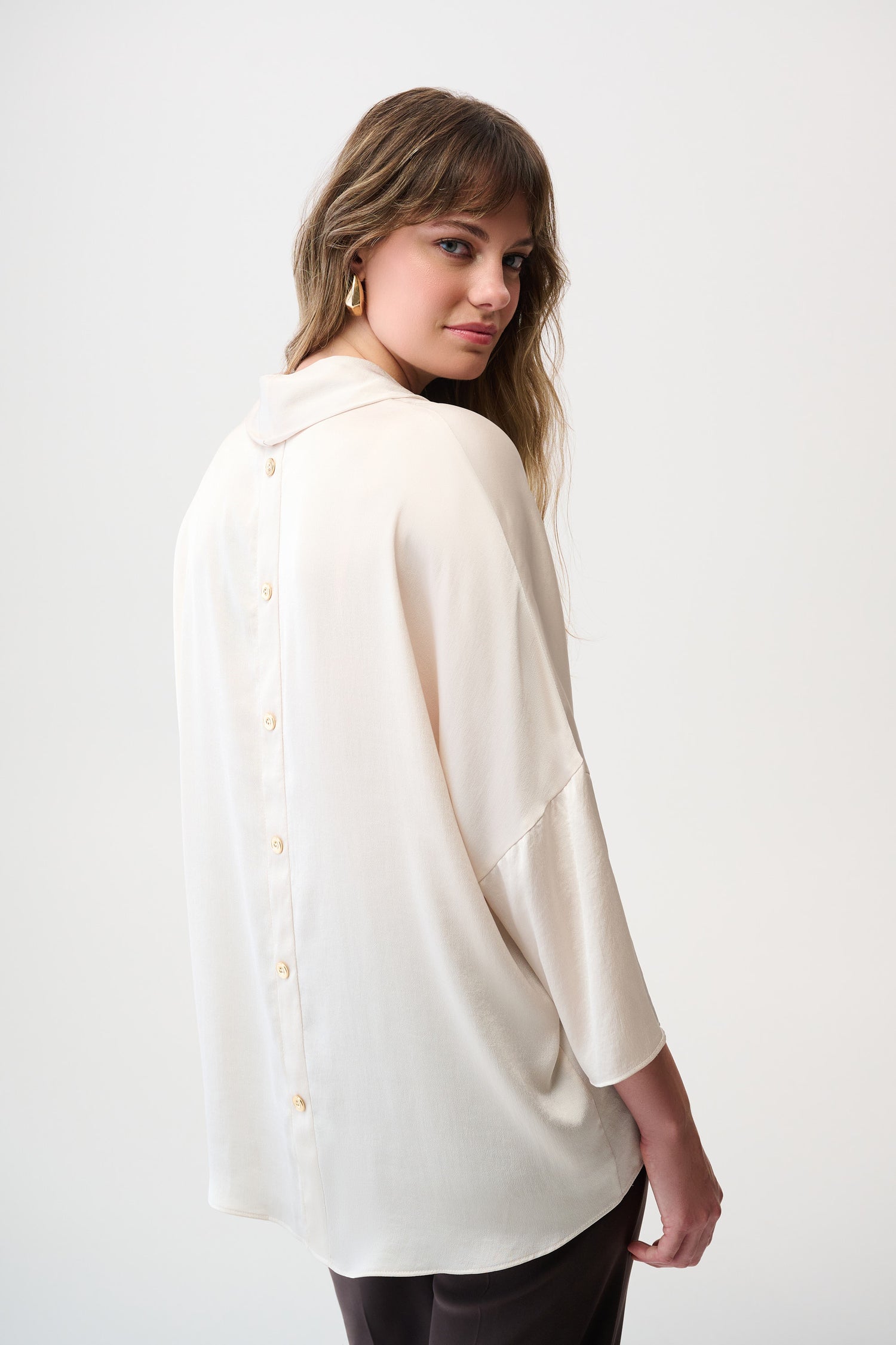 Joseph Ribkoff | Satin Boxy Tunic with Cowl Collar