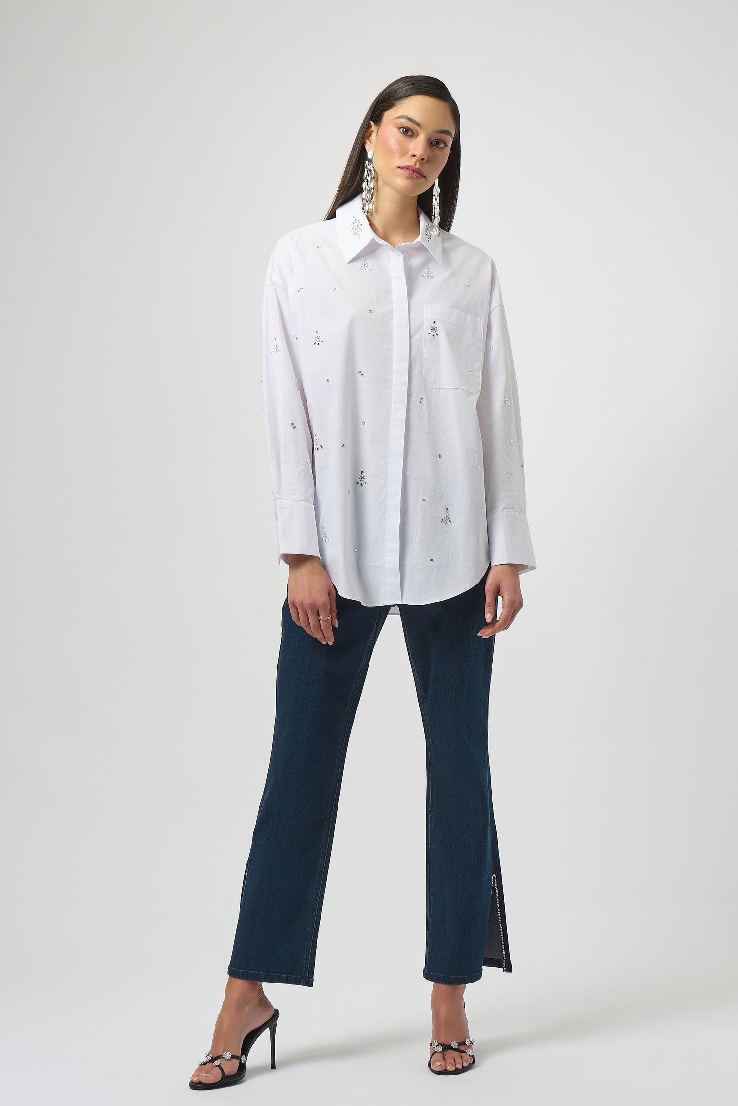 Joseph Ribkoff | Boxy Blouse with Rhinestones - White