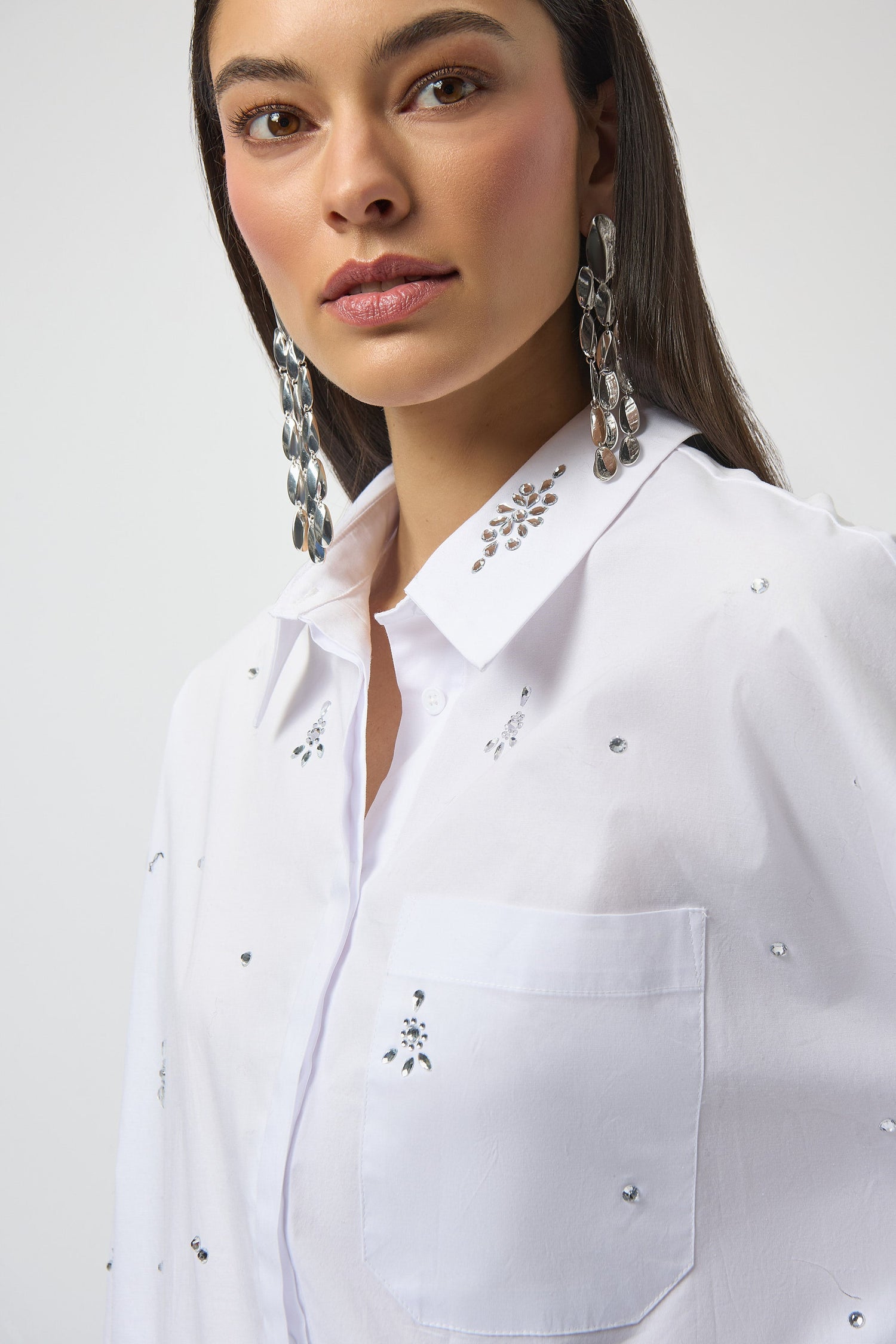 Joseph Ribkoff | Boxy Blouse with Rhinestones - White