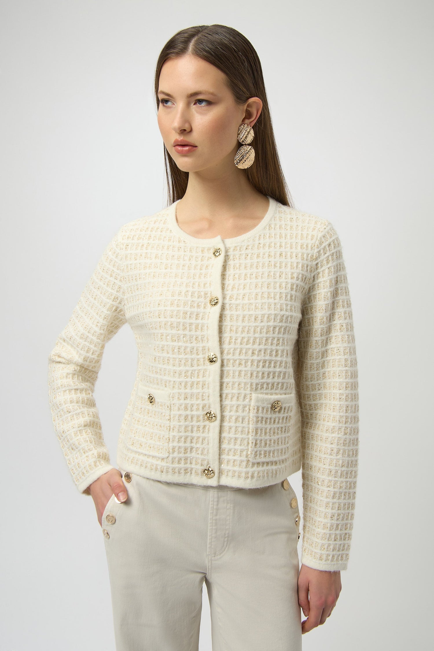 Joseph Ribkoff | Sequined Cardigan with Gold Buttons
