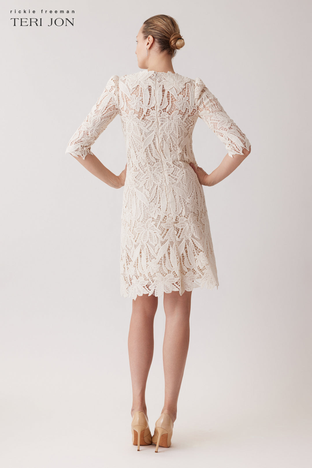 Teri Jon | 3D Floral Daytime Crochet Dress