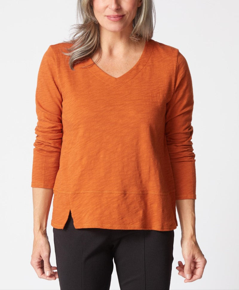 Habitat | Cotton Pebble Seamed L/s Tee - Paprika