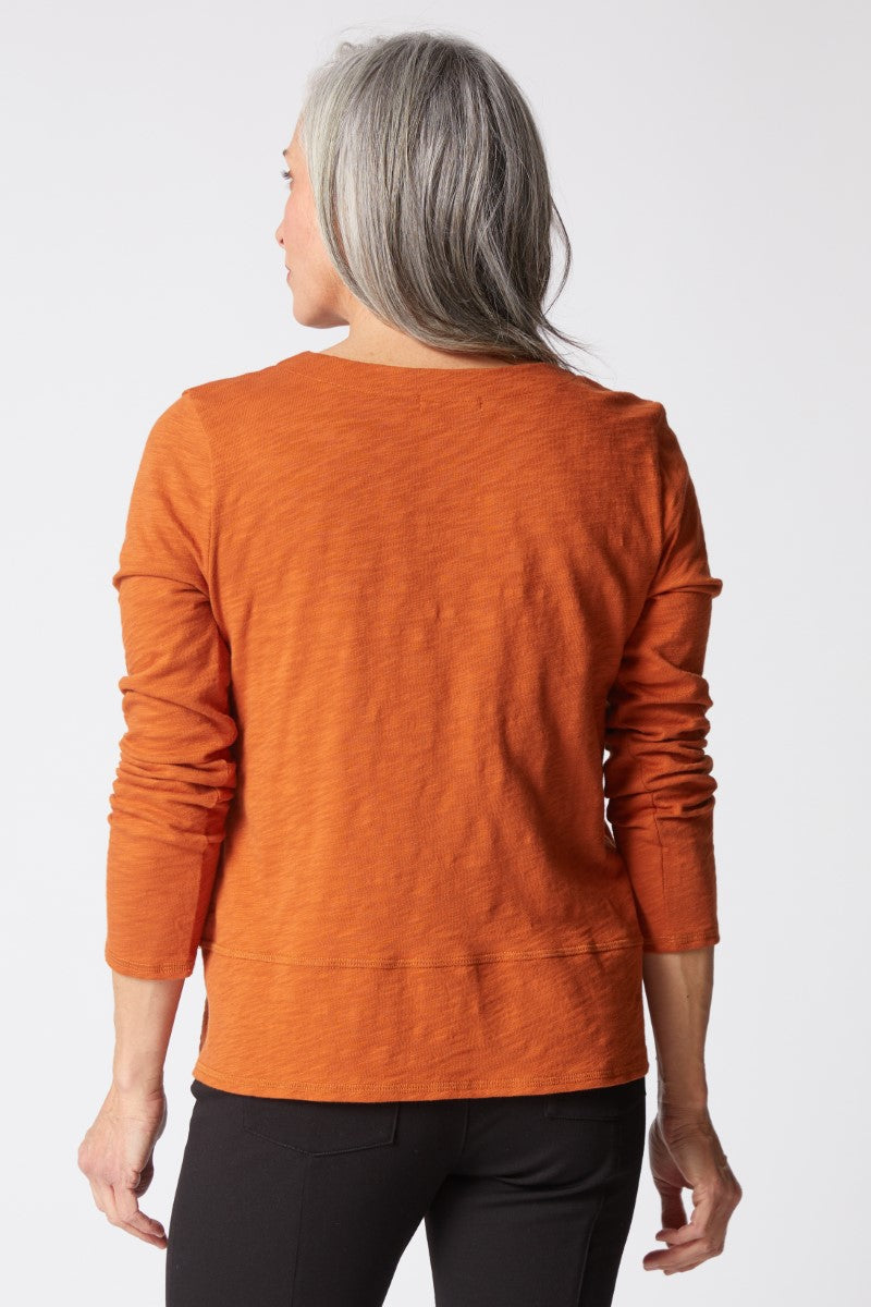 Habitat | Cotton Pebble Seamed L/s Tee - Paprika