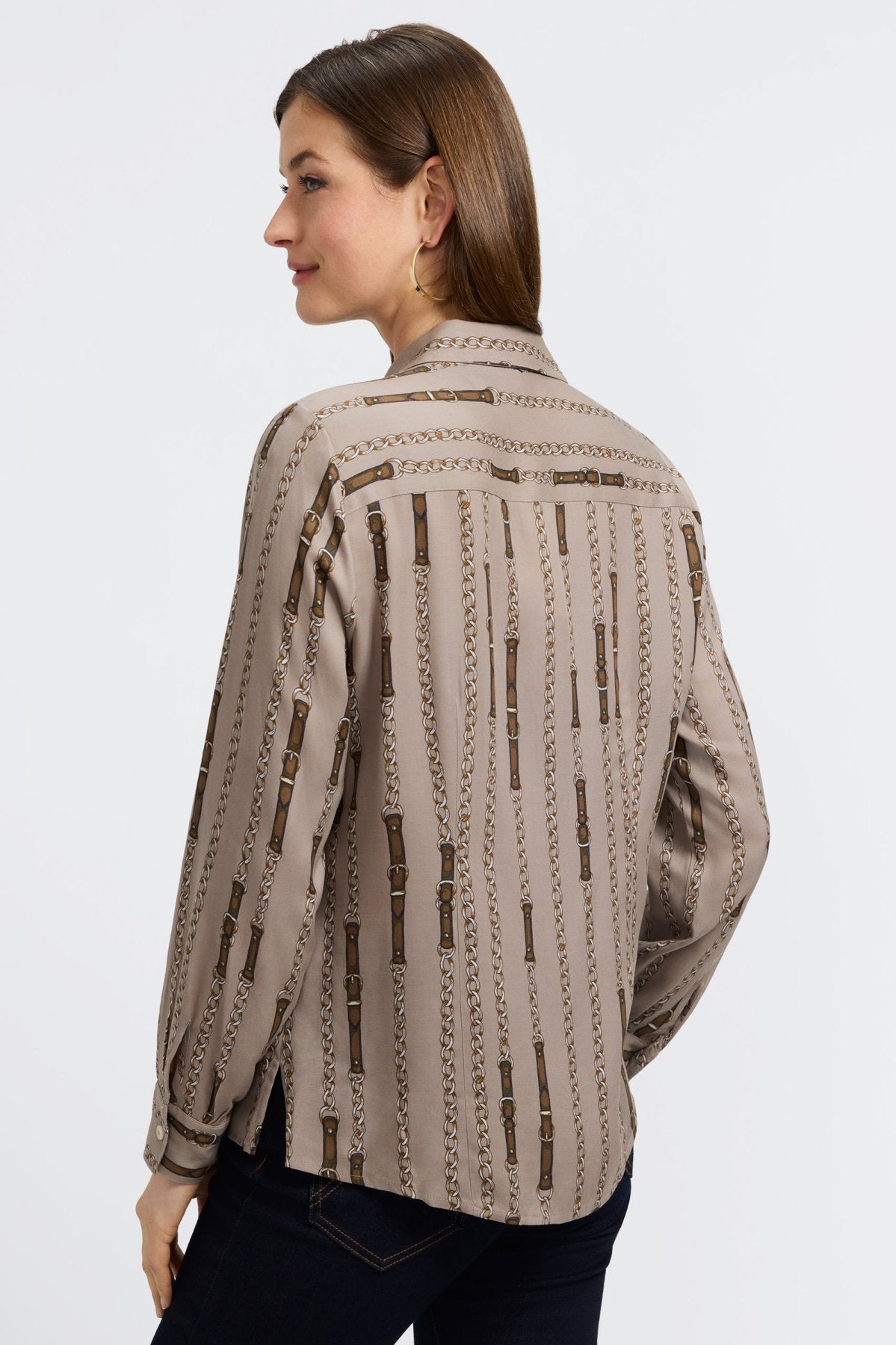 Foxcroft | Luna Long Sleeve Shirt - Chain Stripe