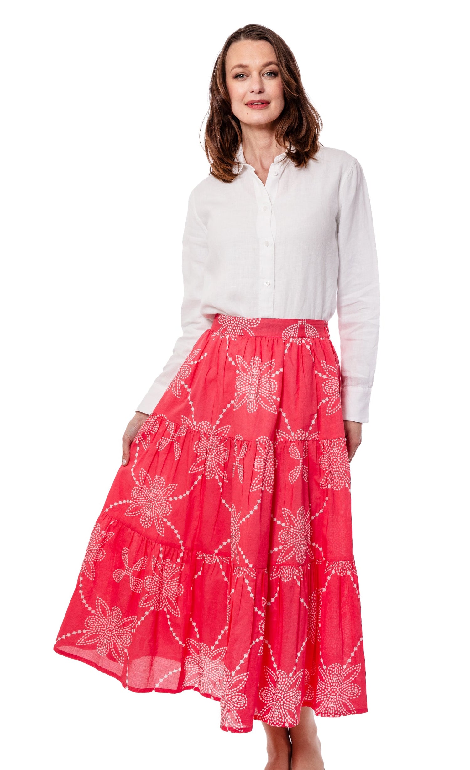 Woodstock Skirt Pink White Print