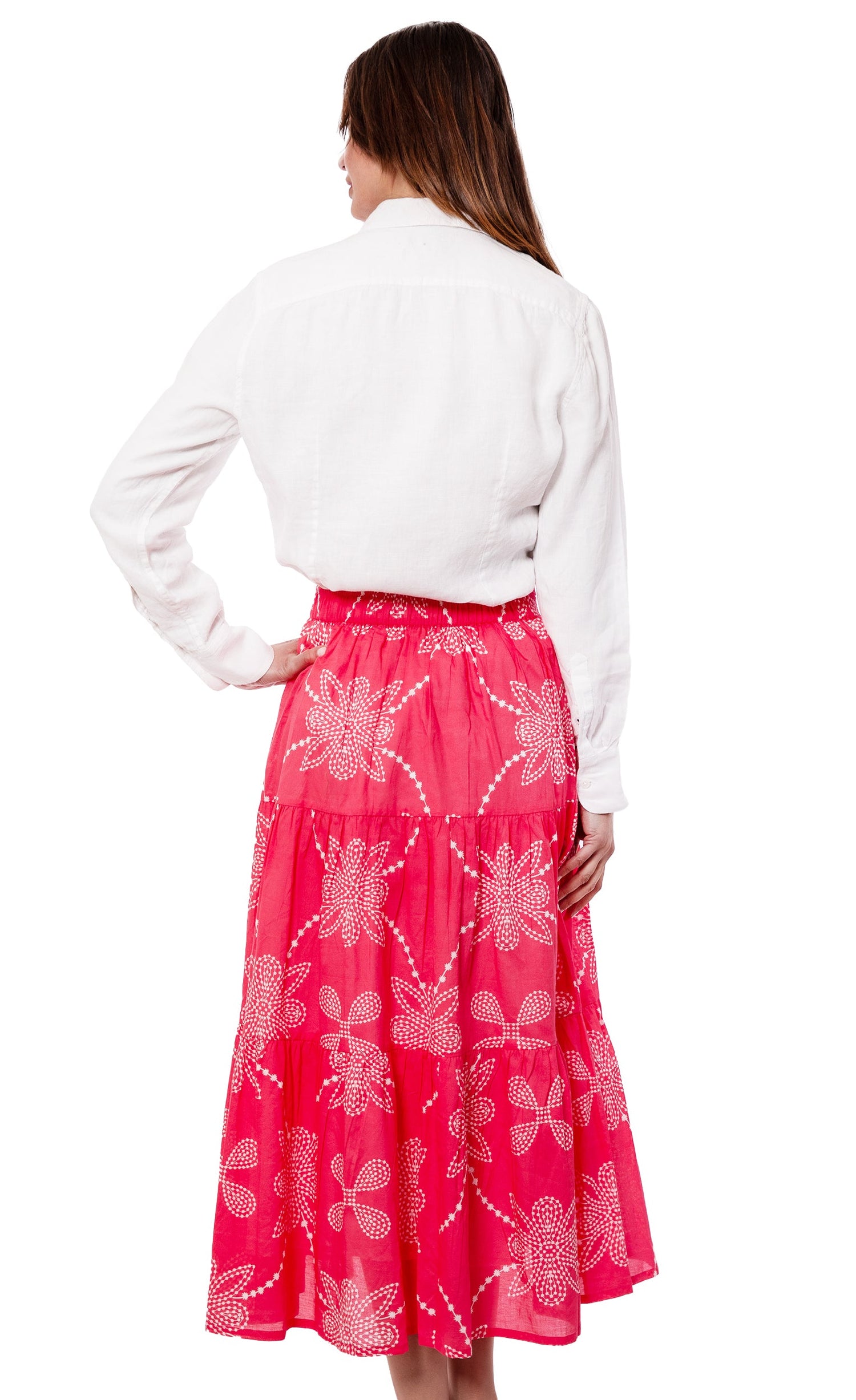 Woodstock Skirt Pink White Print