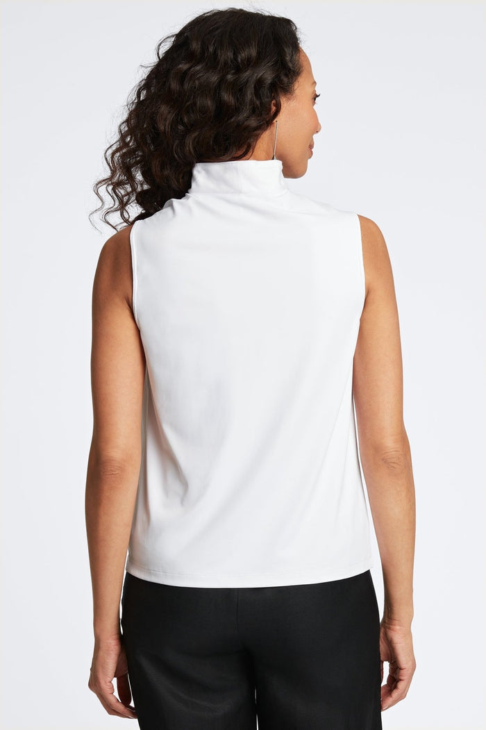 Foxcroft | Tammy Knit-Woven Ruffle Collar Sleeveless Layering Tank