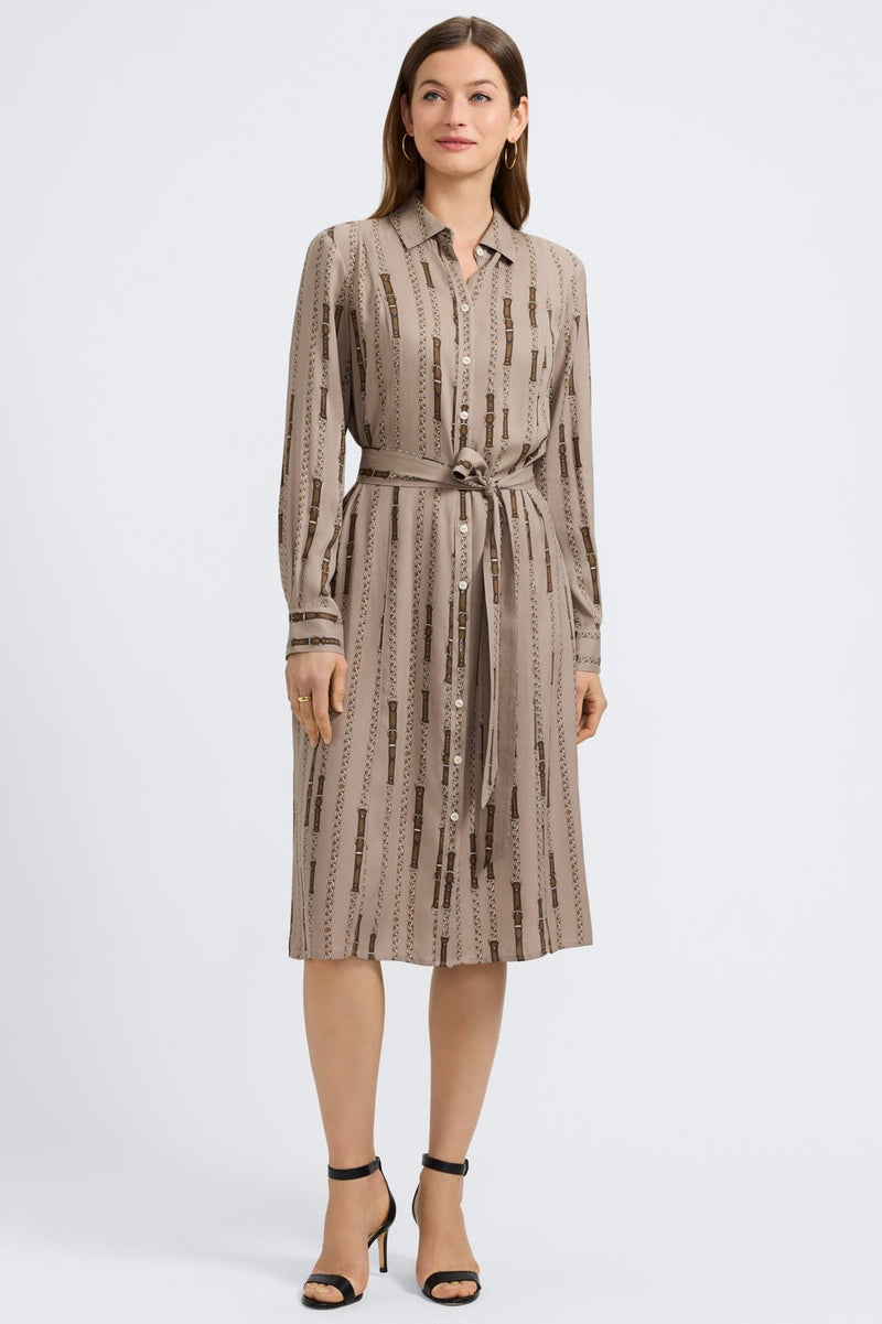 Foxcroft | Fiona Chain Stripe Long Sleeve Dress