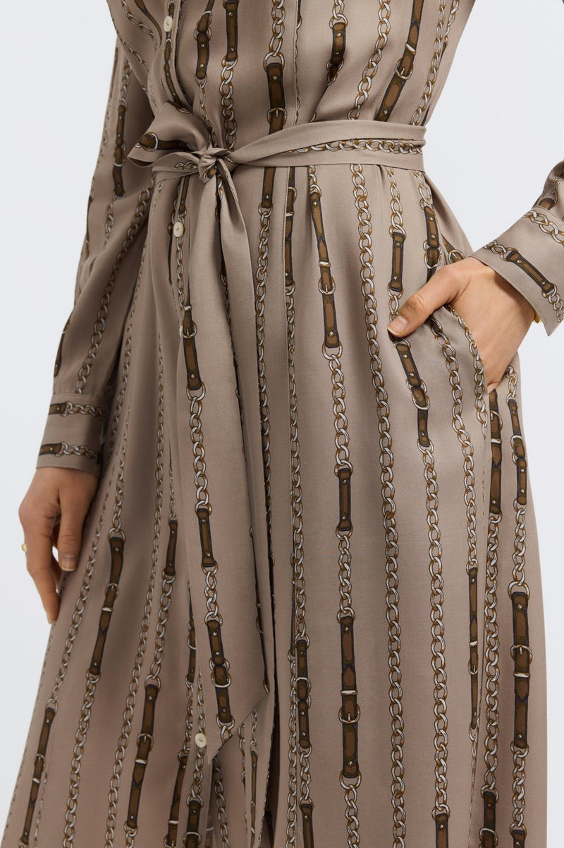 Foxcroft | Fiona Chain Stripe Long Sleeve Dress