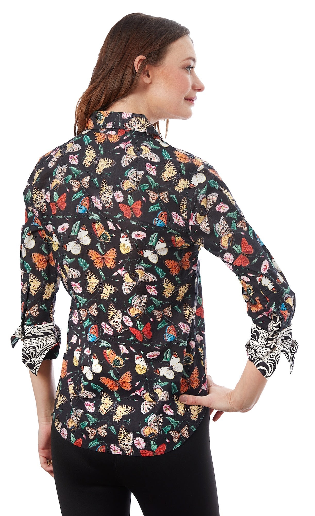 Dizzy - Lizzie | 3/4 Sleeve Rome Shirt Black Butterflies | Cloister Collection | SHIRT